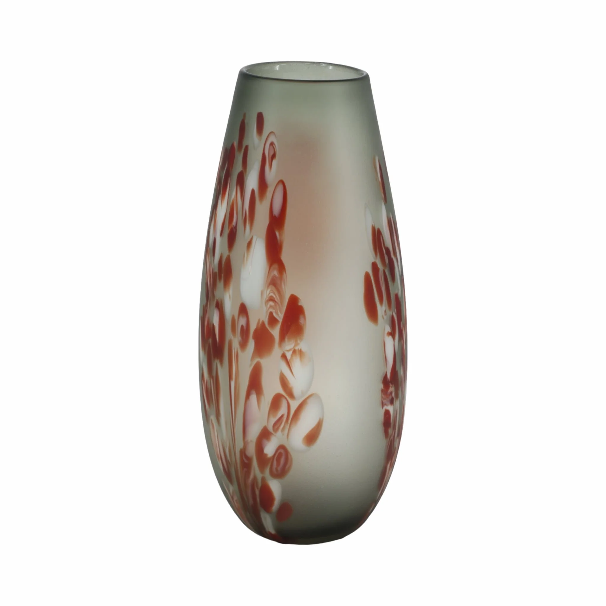 Glass, 17''h, Frosted Vase With Red Detail-gray - Image 3