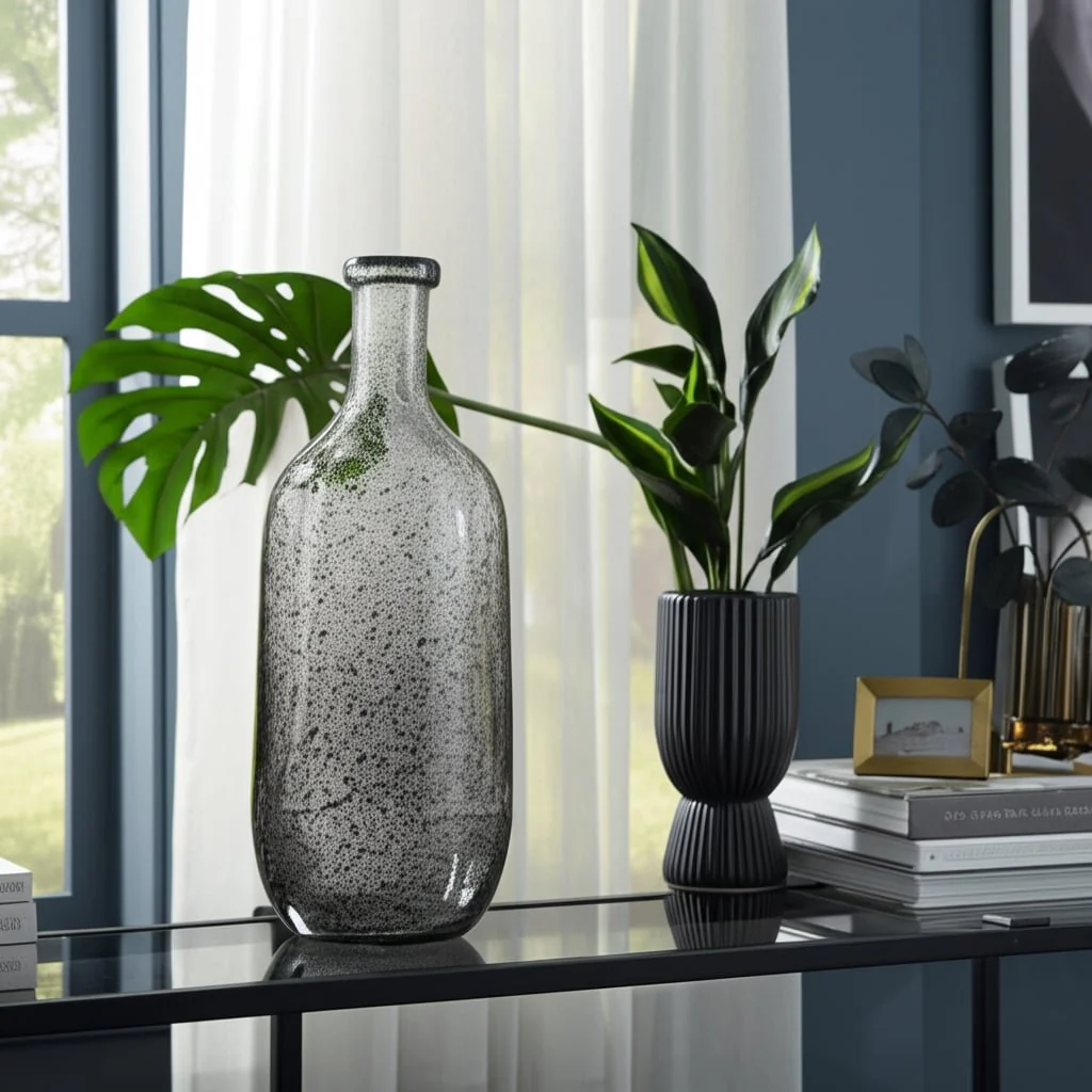 Glass, 17h" Irregular Shape Vase, Smoke - Image 12