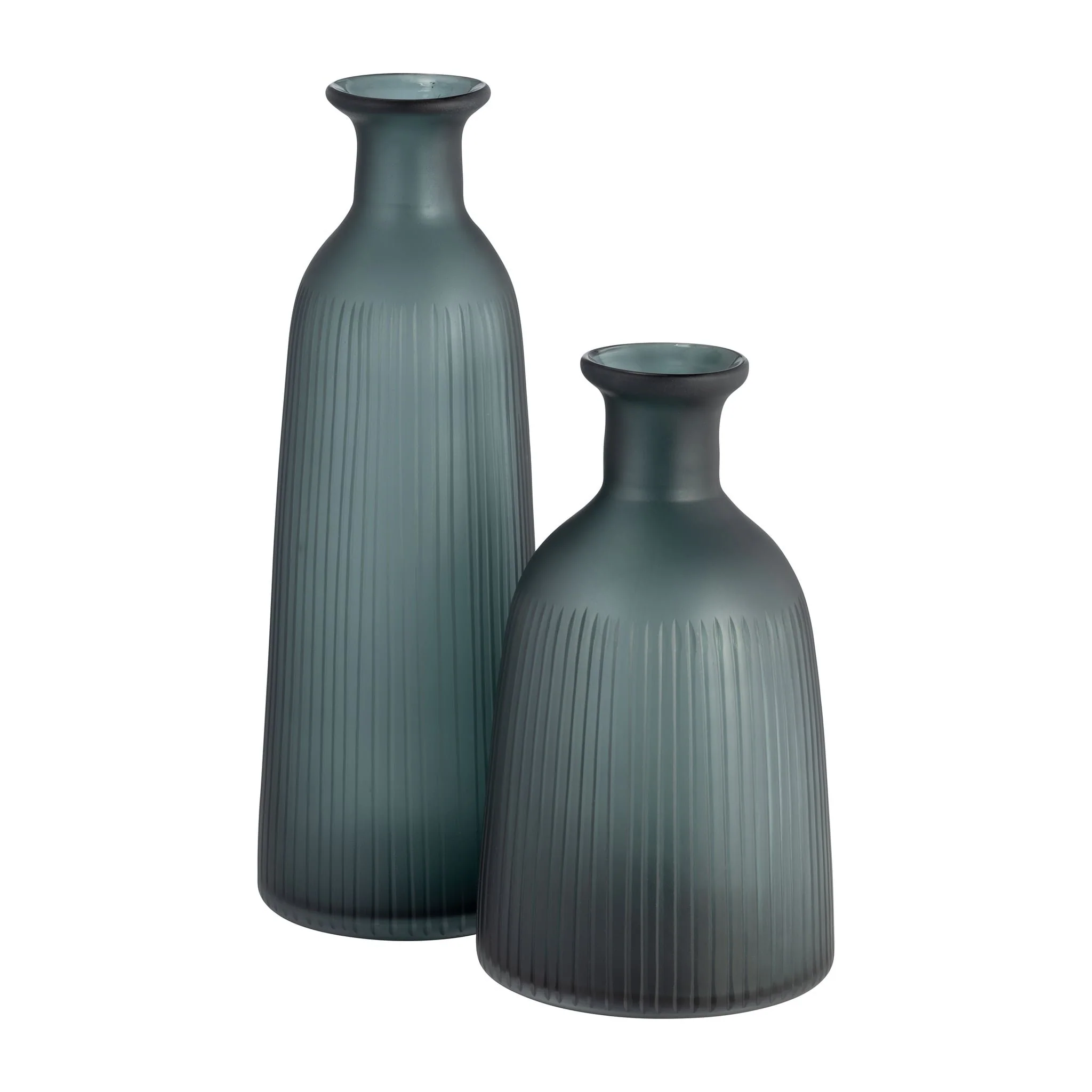Glass, 17"h Vase W/ Lid, Blue/gray - Image 6