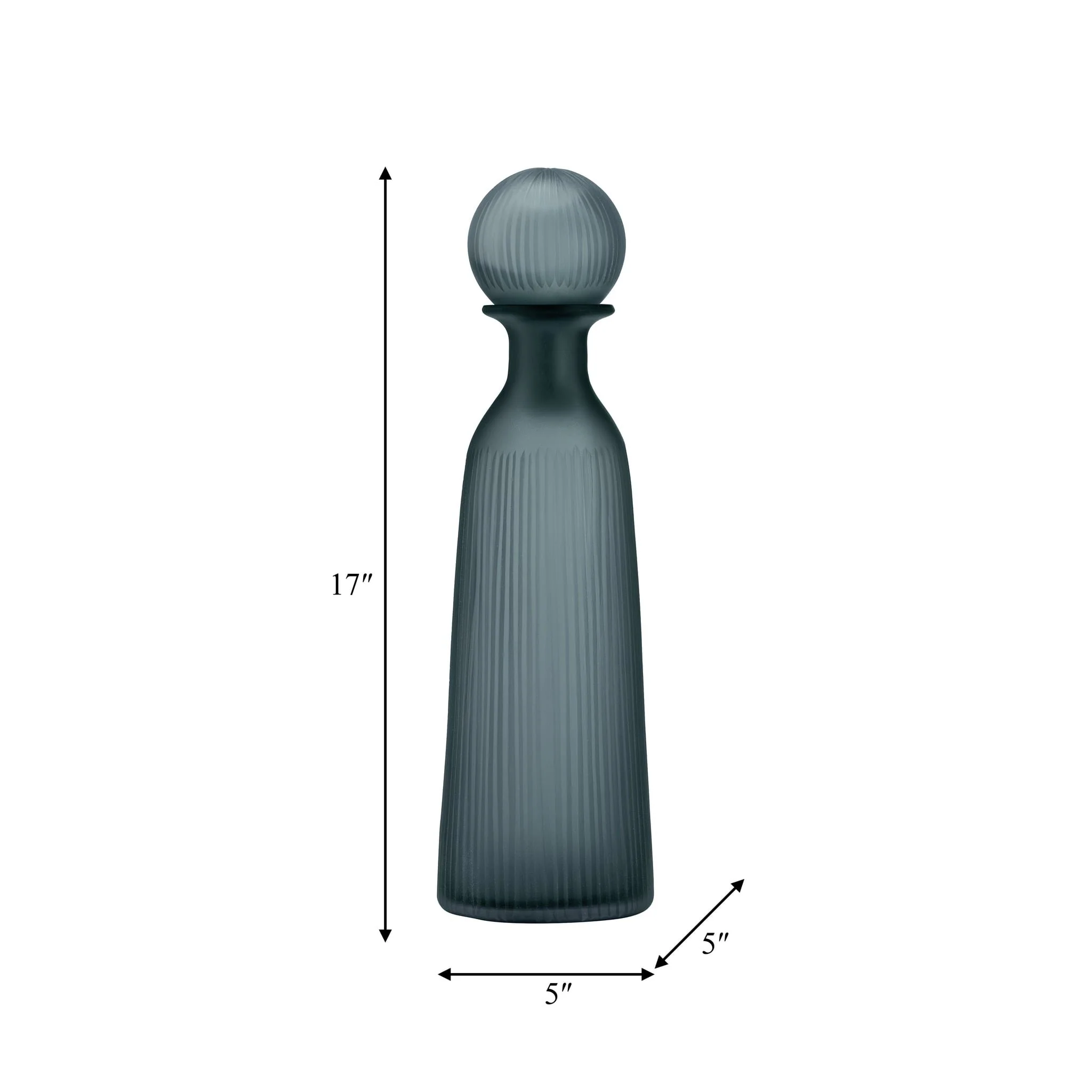 Glass, 17"h Vase W/ Lid, Blue/gray - Image 8