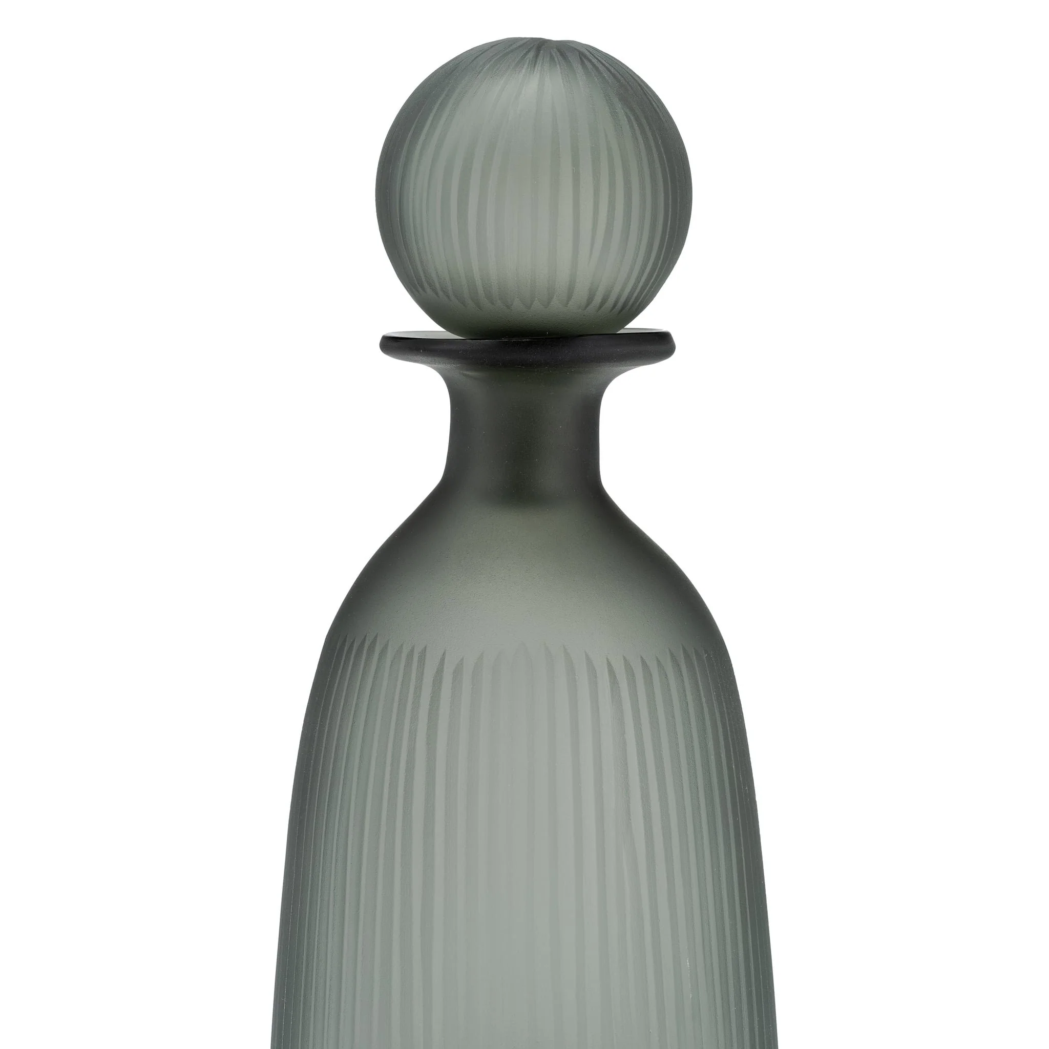Glass, 17"h Vase W/ Lid, Green/smoke - Image 3