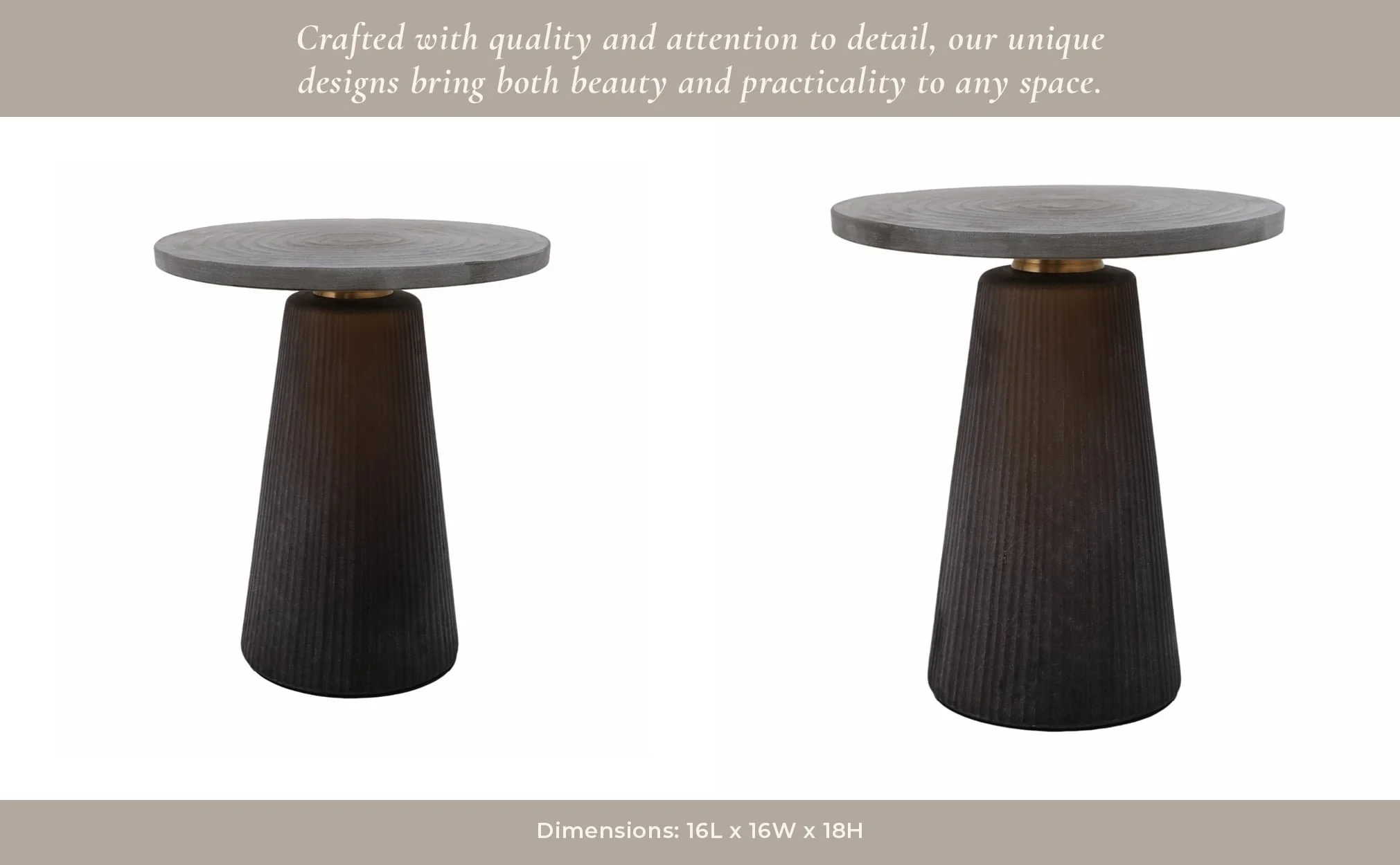 Glass, 18" Accent Table W Brass Base, Smokey Brown - Image 11
