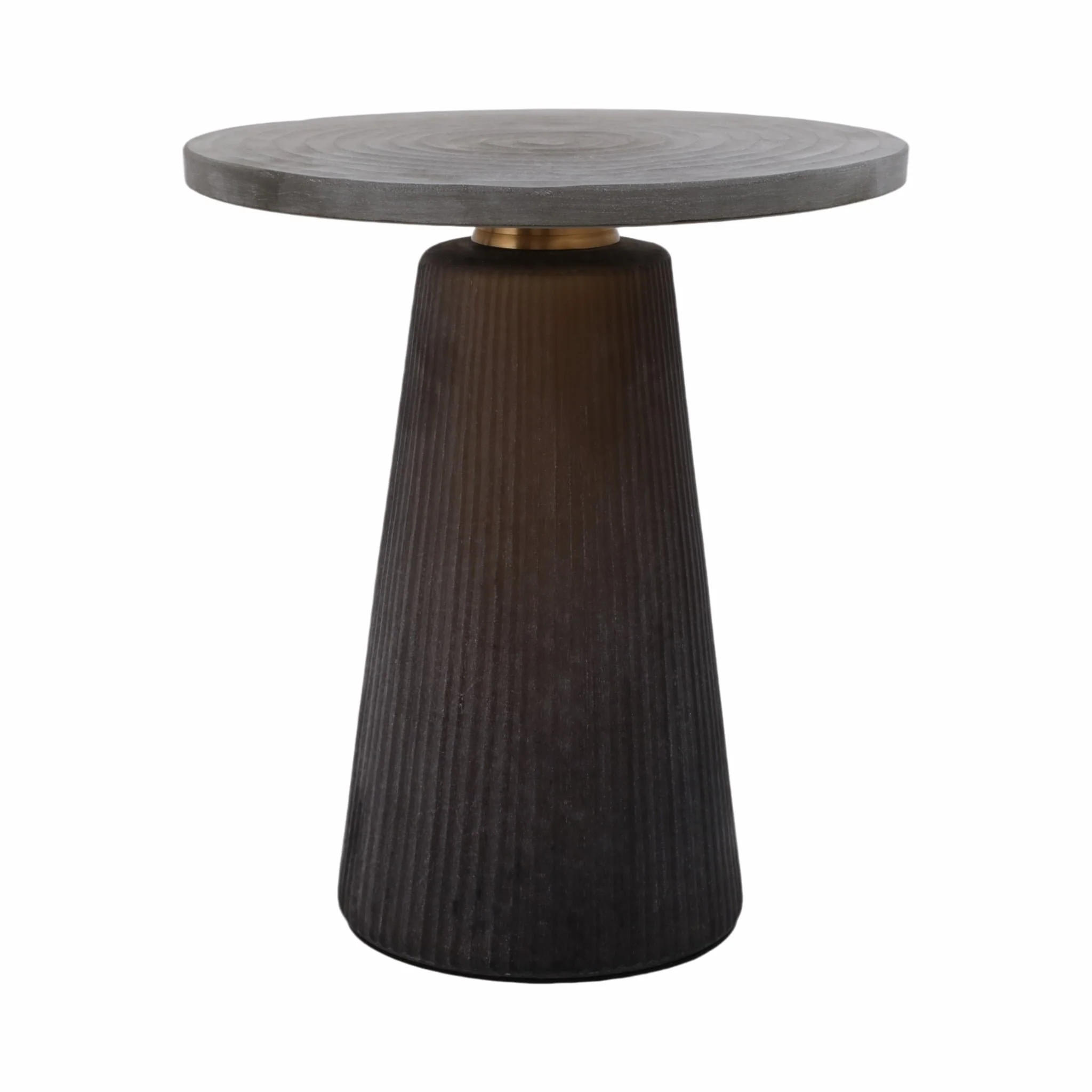 Glass, 18" Accent Table W Brass Base, Smokey Brown - Image 2