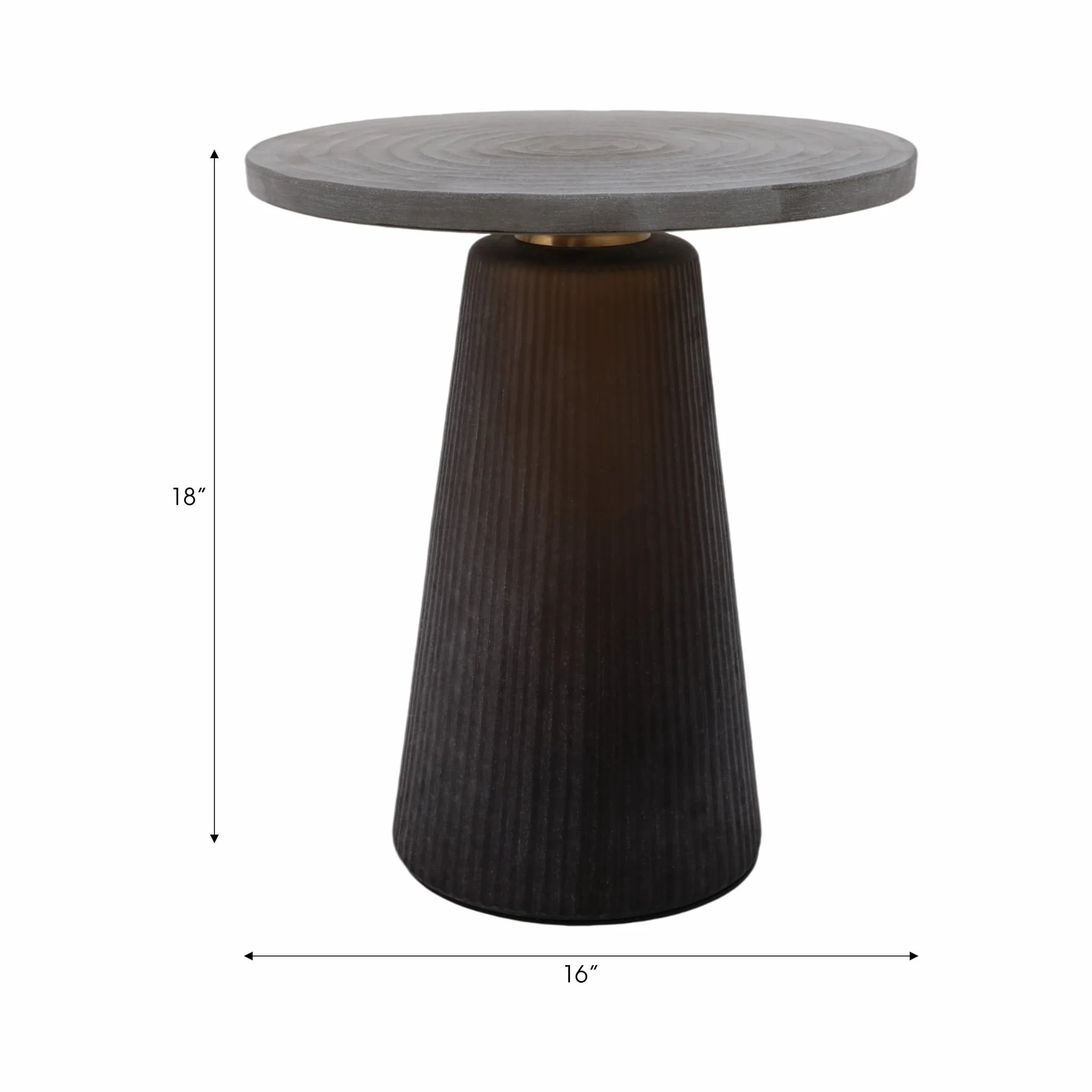 Glass, 18" Accent Table W Brass Base, Smokey Brown - Image 8