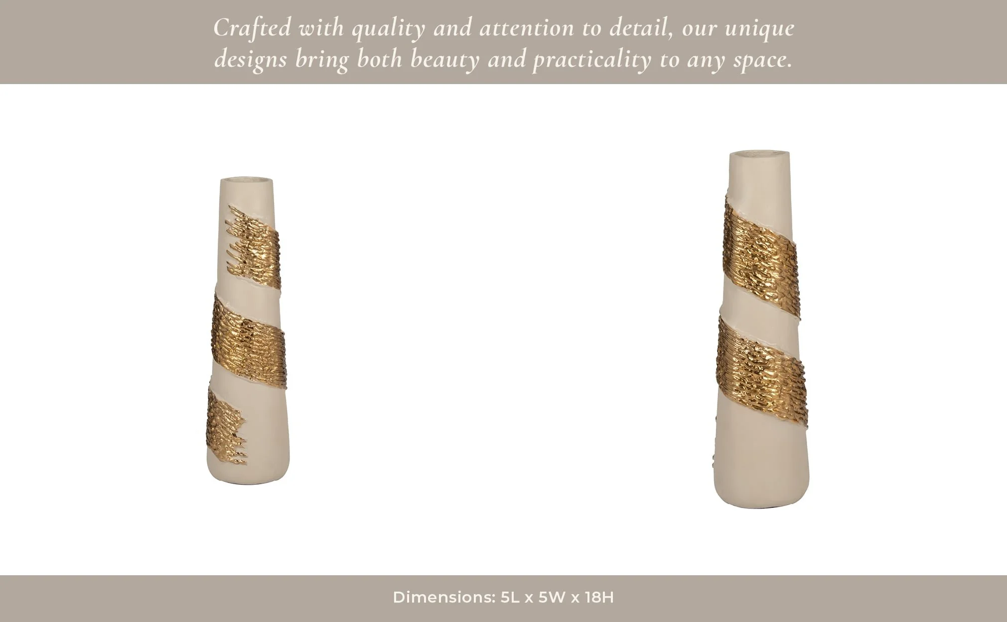 Glass, 18" Aluminum Wrapped Vase, White/gold - Image 13
