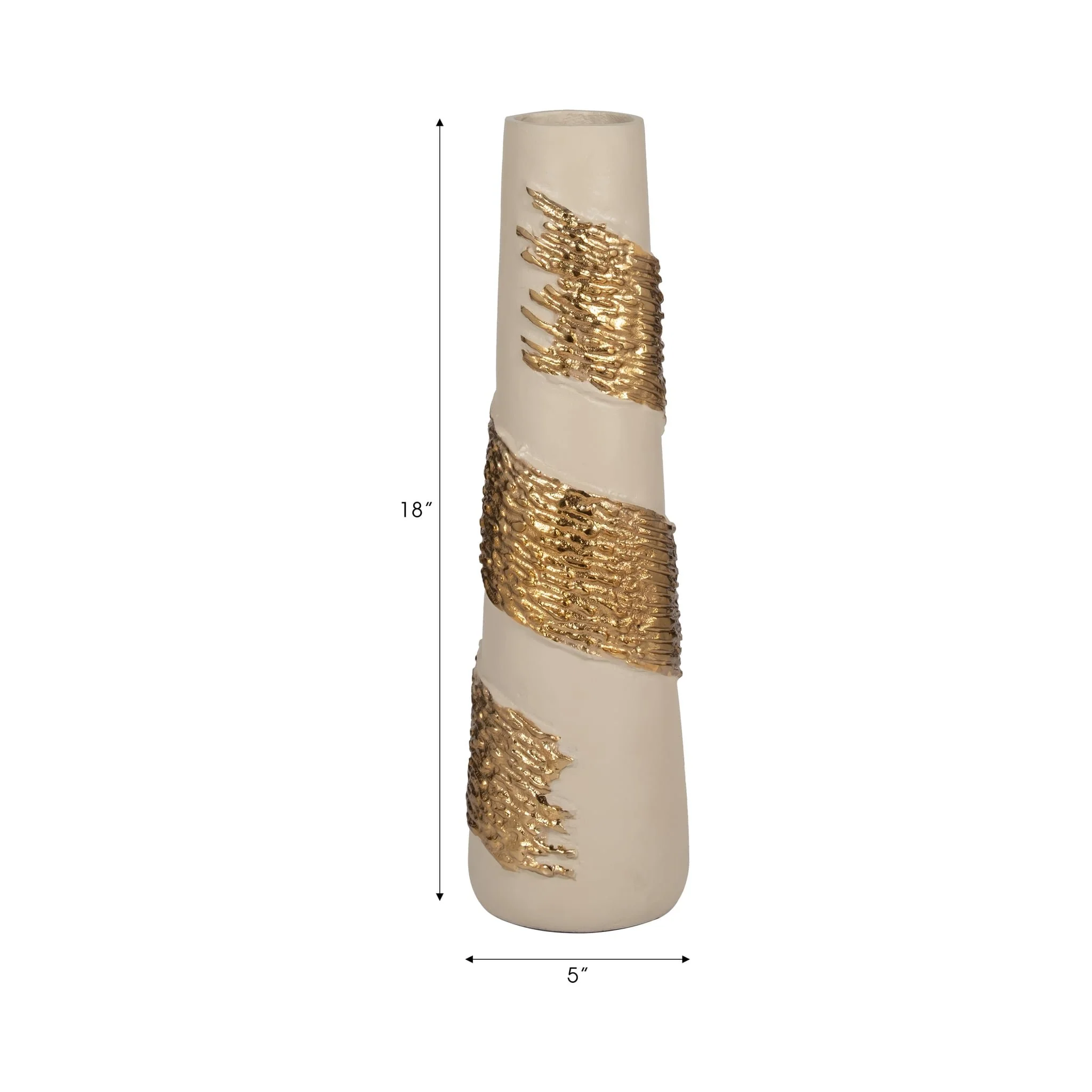 Glass, 18" Aluminum Wrapped Vase, White/gold - Image 8