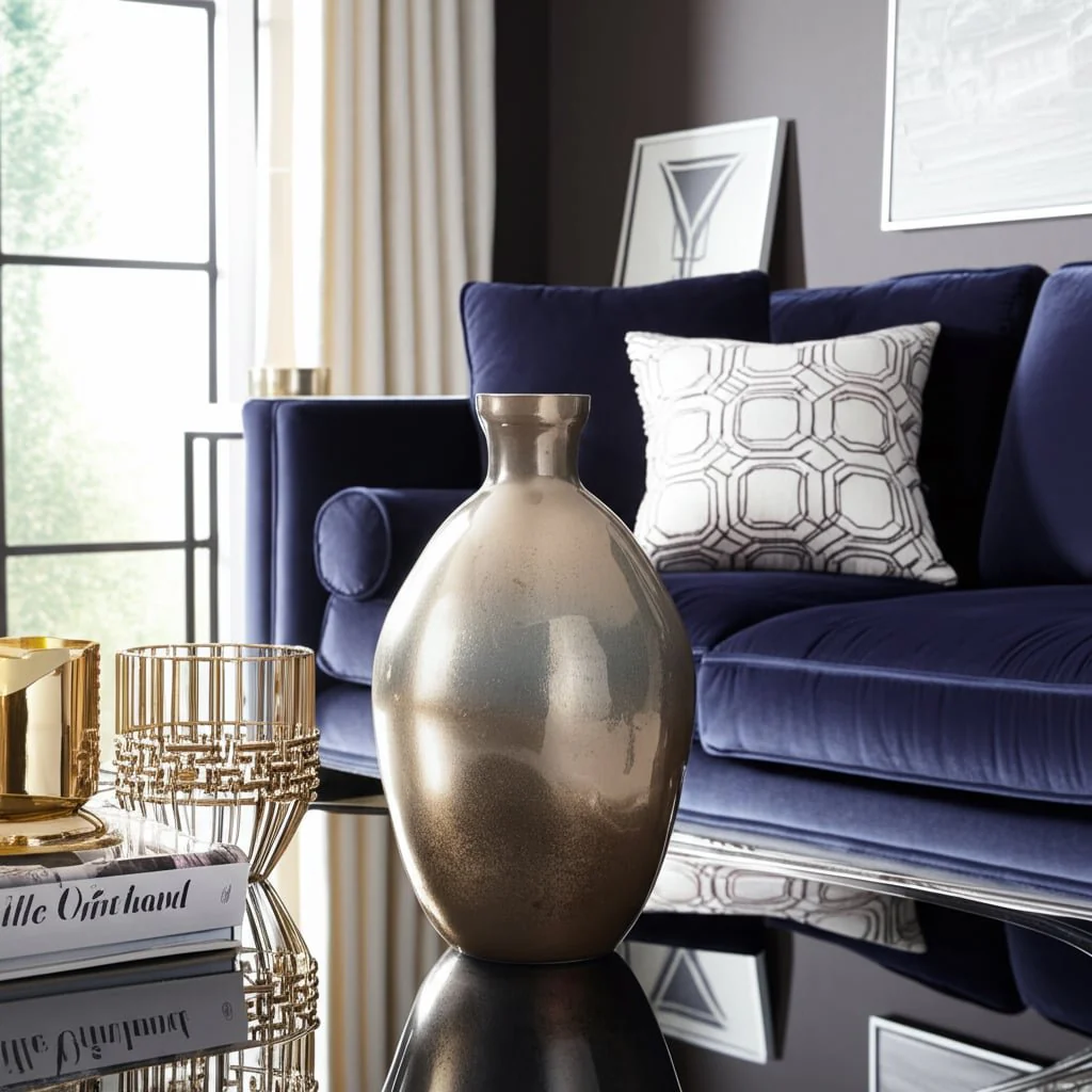 Glass, 18" Bulbous Vase, Champagne - Image 10