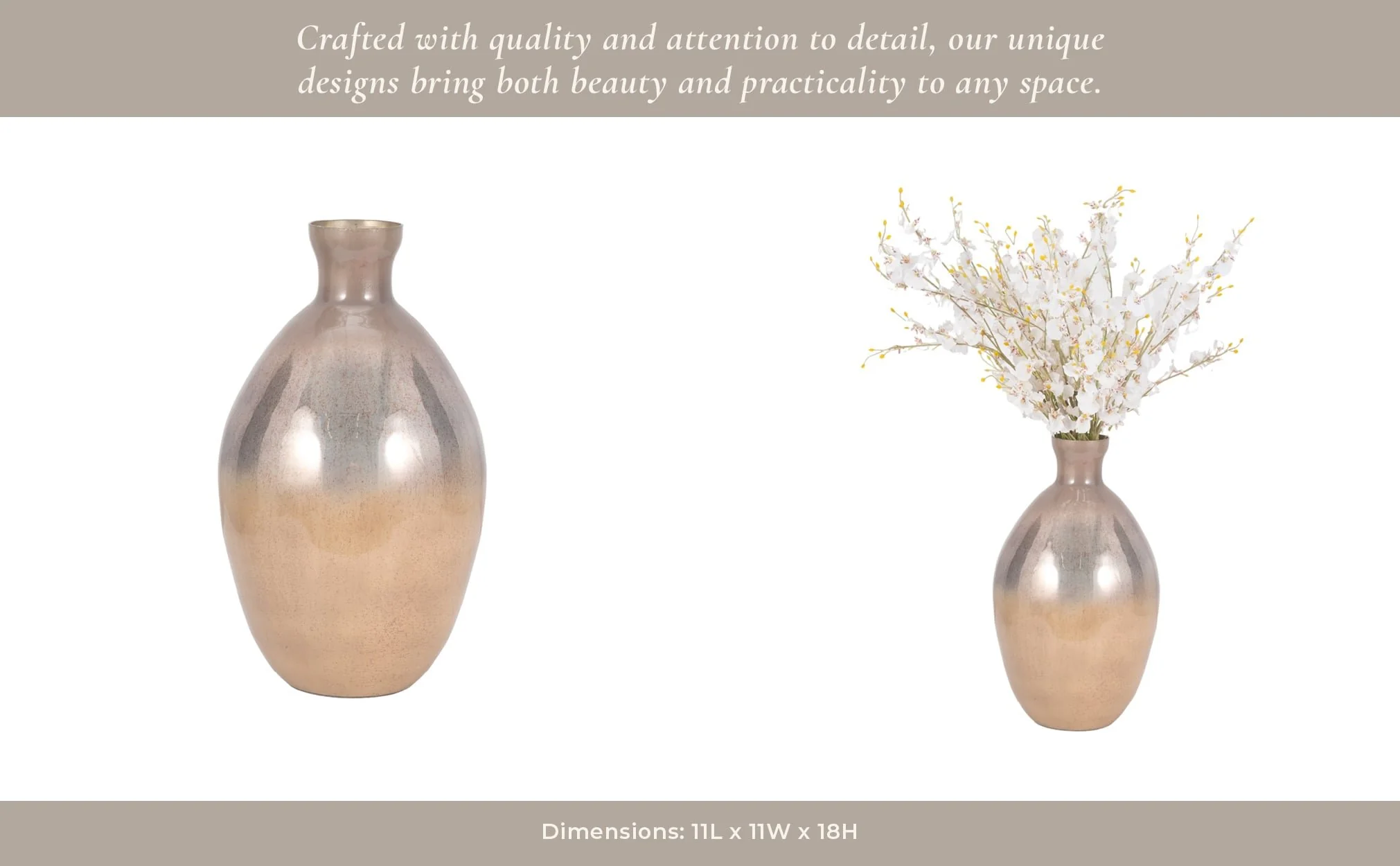 Glass, 18" Bulbous Vase, Champagne - Image 14