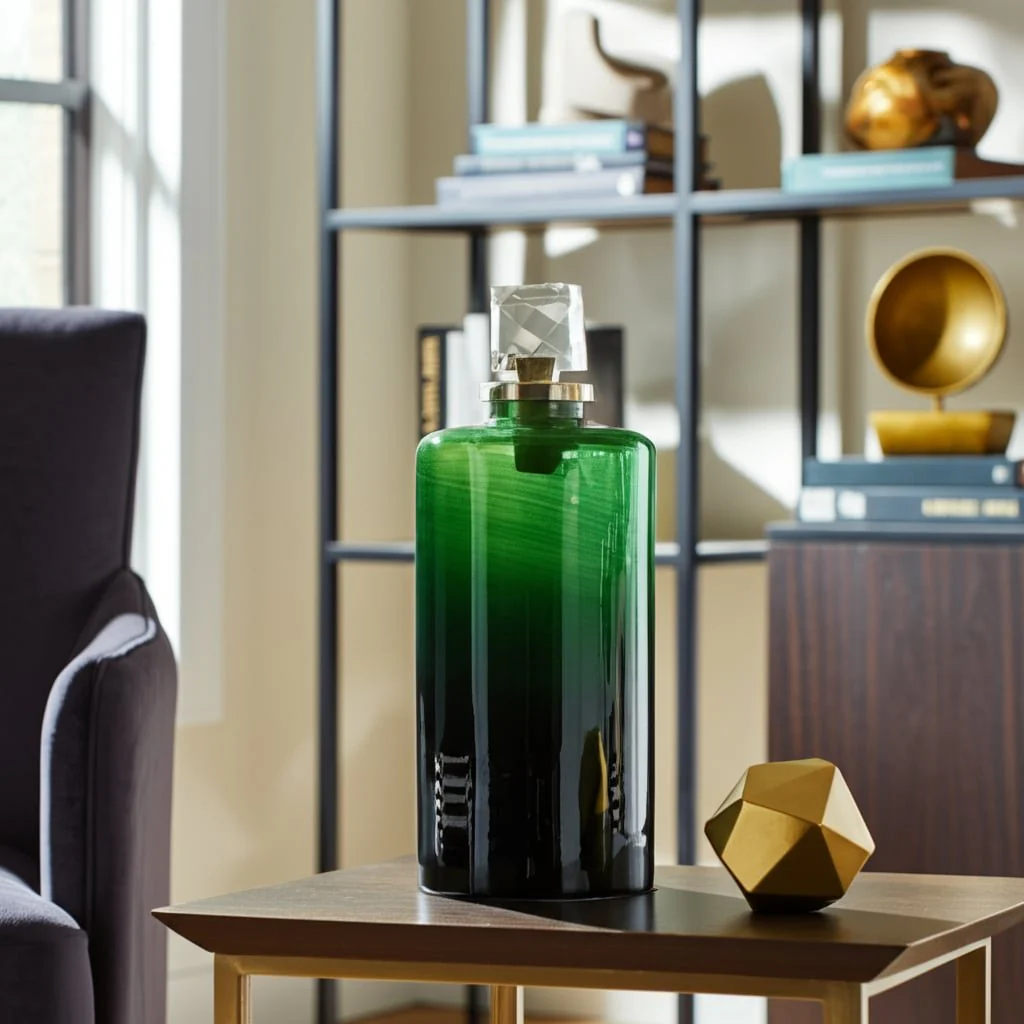 Glass, 18" Emerald City Vase W Lid, Green - Image 11