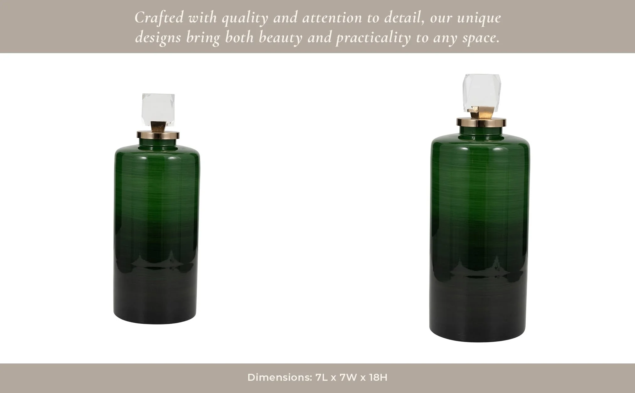 Glass, 18" Emerald City Vase W Lid, Green - Image 13