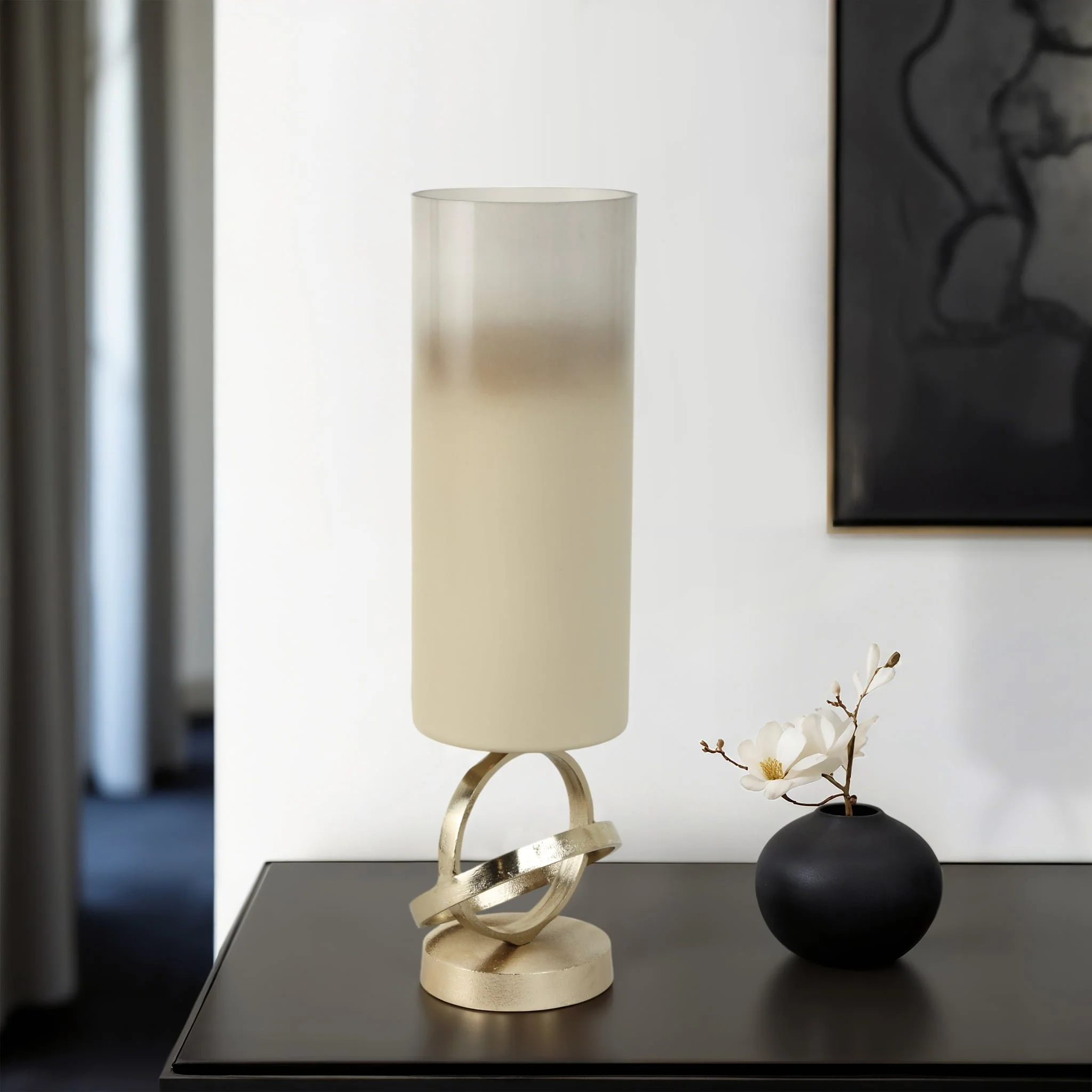 Glass,18",hurricane W/sphere Base,white/gold - Image 10