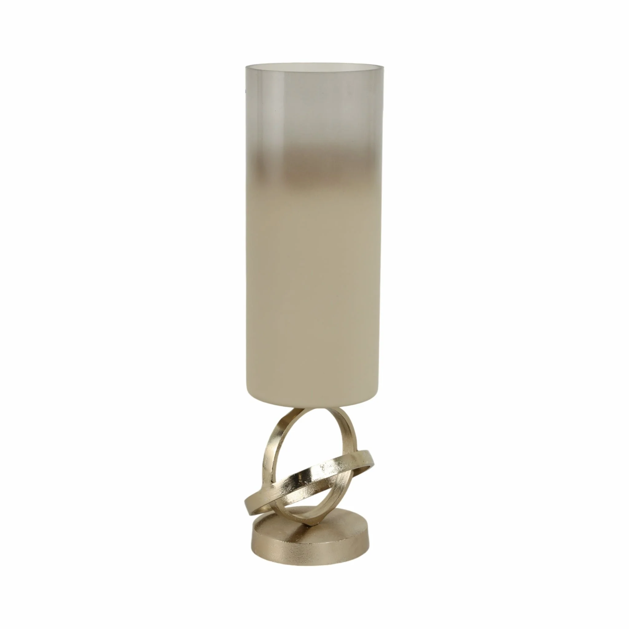 Glass,18",hurricane W/sphere Base,white/gold - Image 2