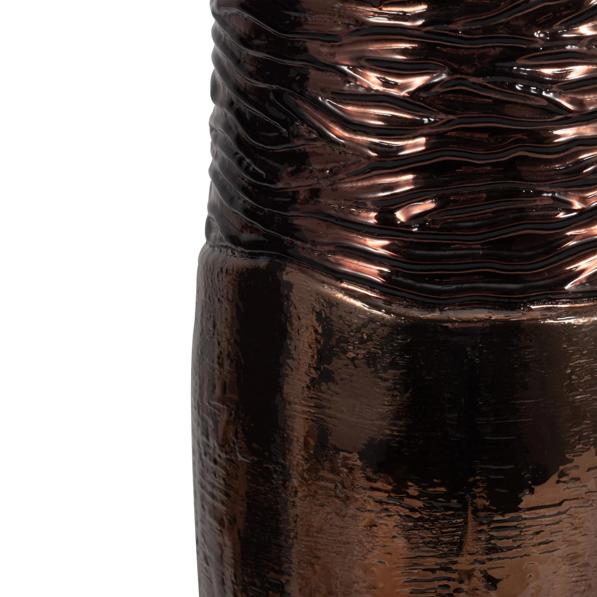 Glass, 18" Textured Enamel Vase, Bronze - Image 4