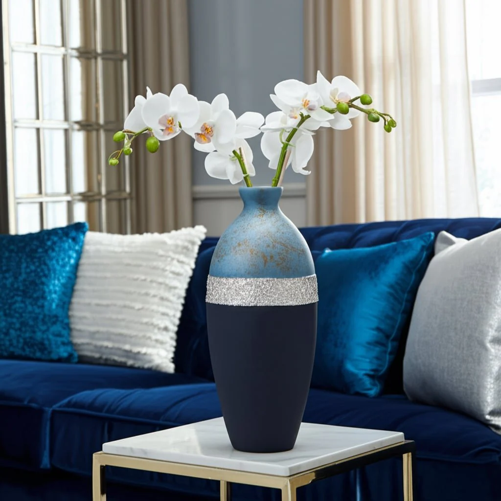 Glass, 18" Tri-colored Glittered Vase, Multi - Image 13