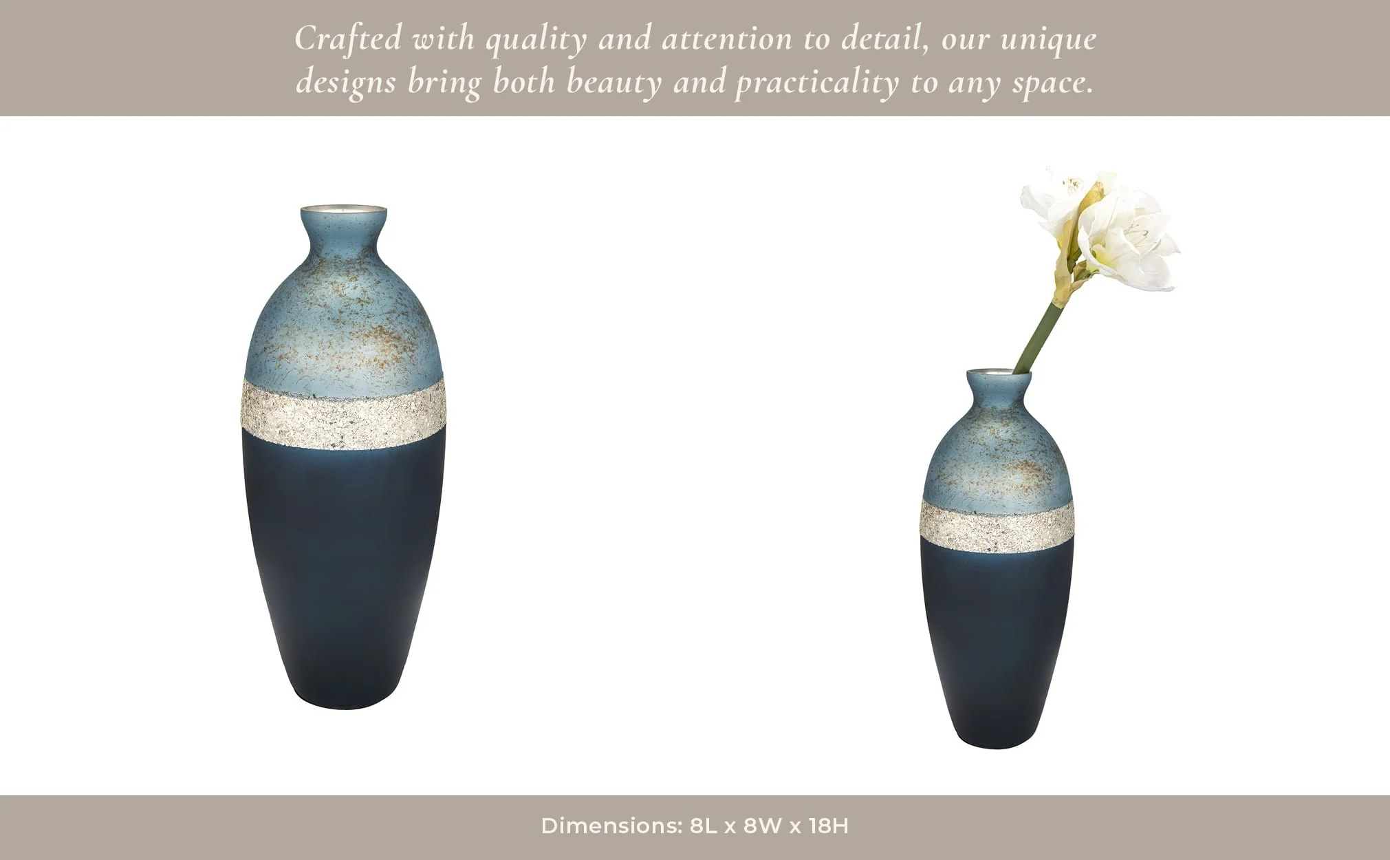 Glass, 18" Tri-colored Glittered Vase, Multi - Image 14