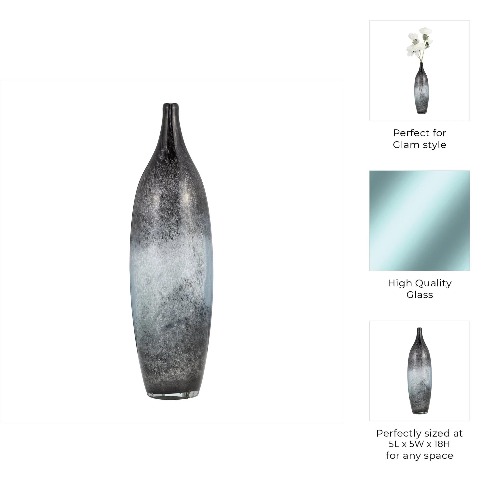 Glass, 18" Vase Blue Ombre - Image 8
