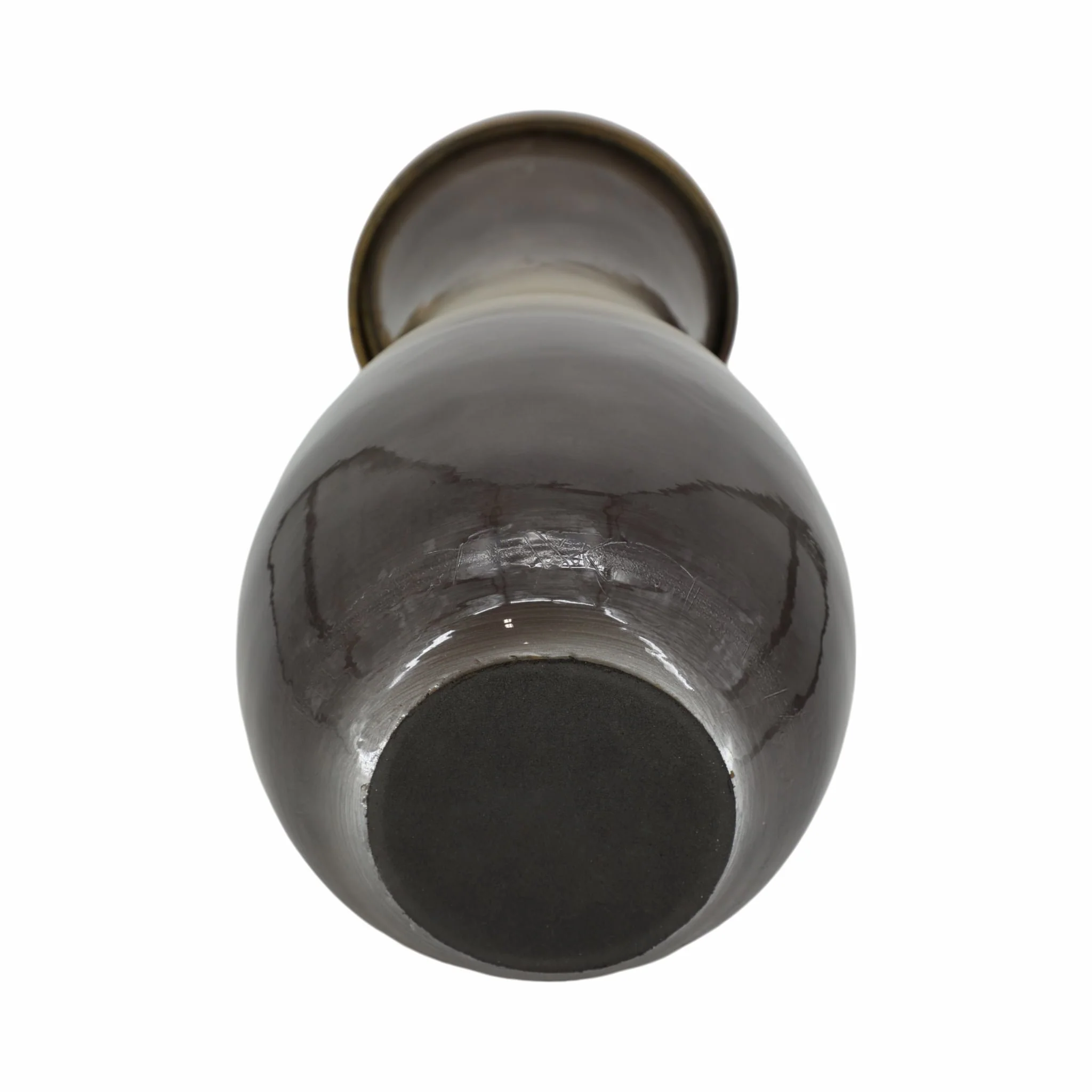Glass, 18" Vase With Metal Rim, Multi - Image 6