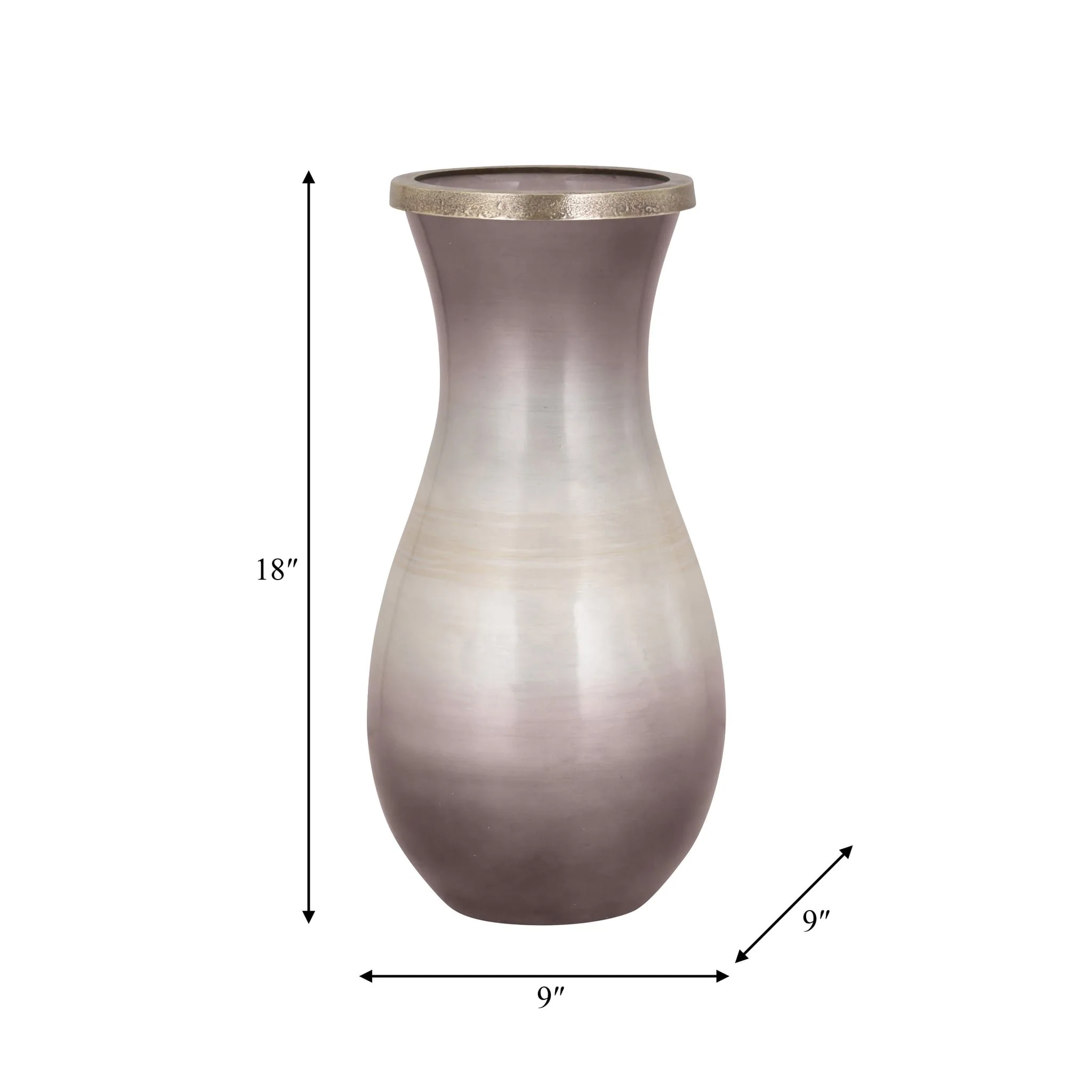 Glass, 18" Vase With Metal Rim, Multi - Image 7