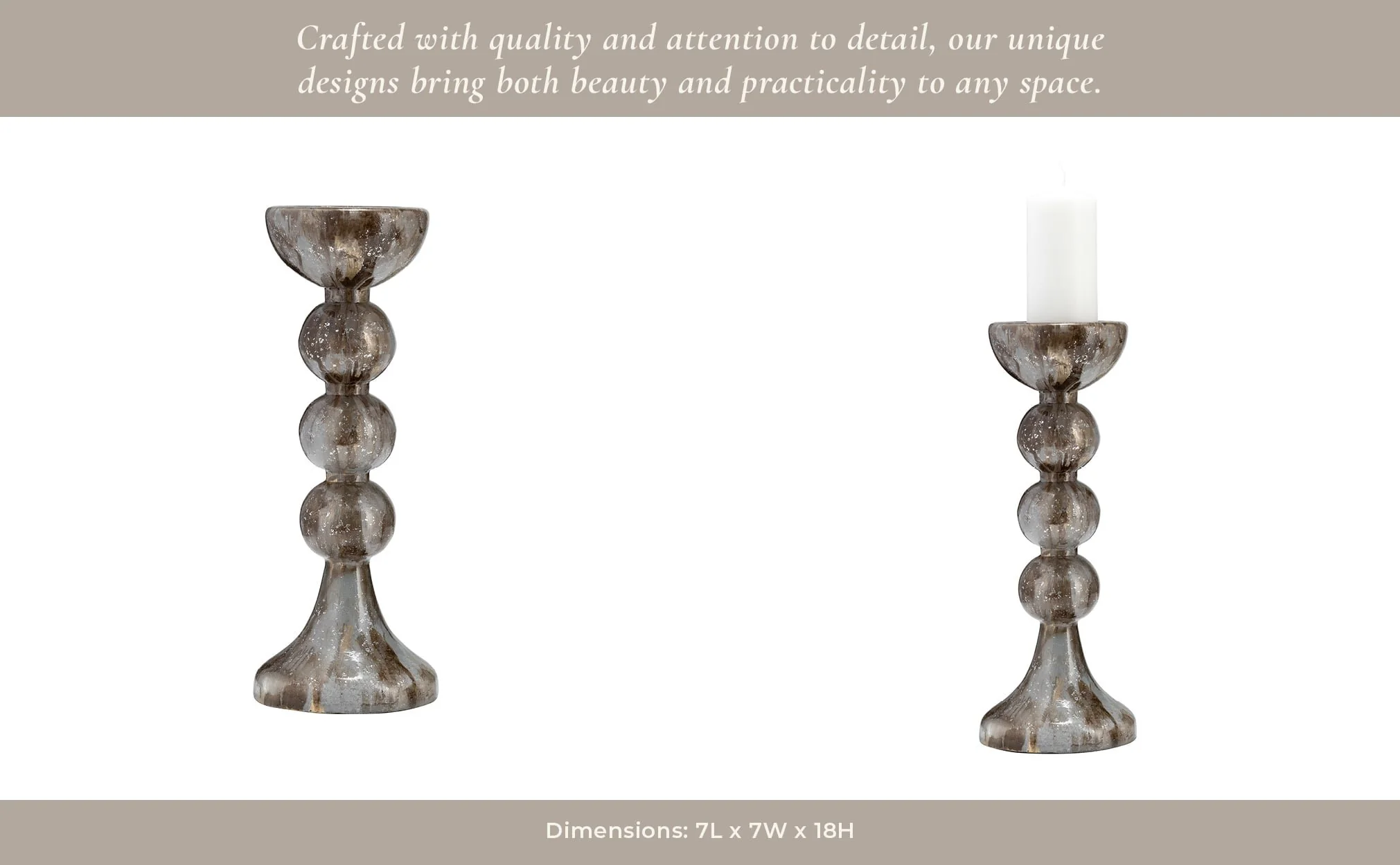 Glass, 18"h, Bubbly Candle Holder, Brown - Image 7
