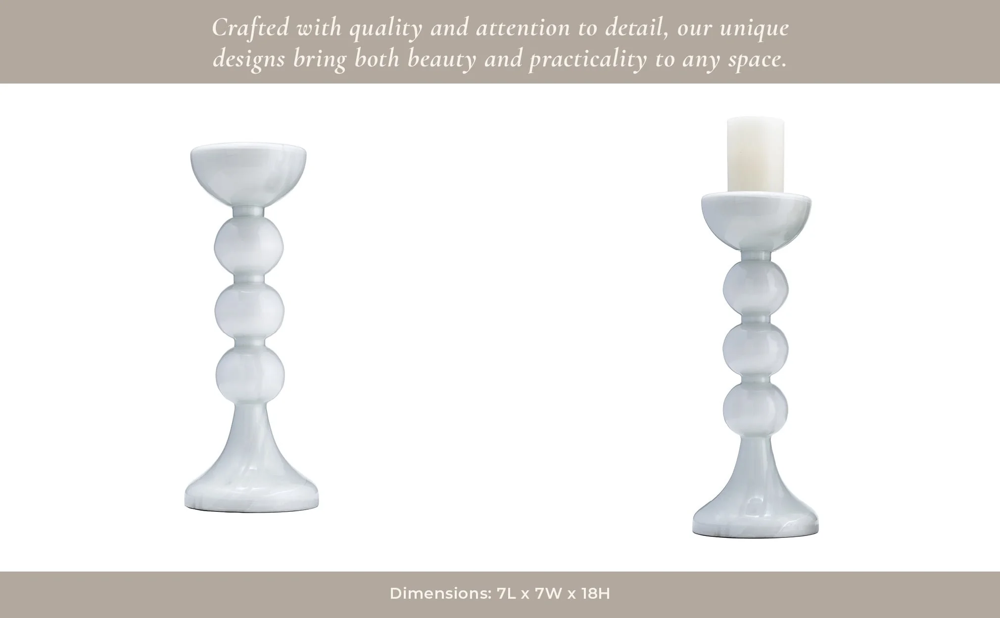 Glass, 18"h,  Bubbly Candle Holder, Wht Enam - Image 11