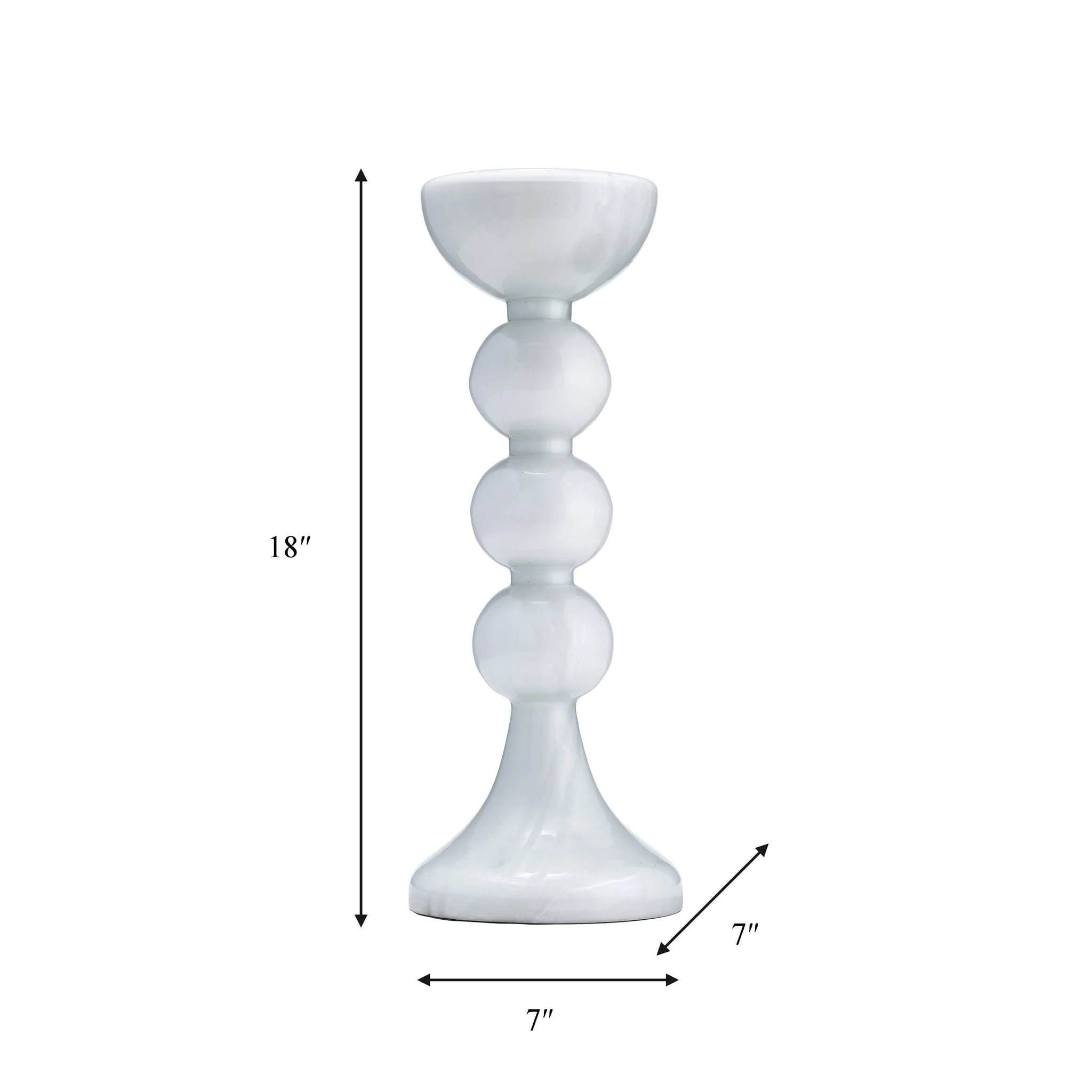 Glass, 18"h,  Bubbly Candle Holder, Wht Enam - Image 8
