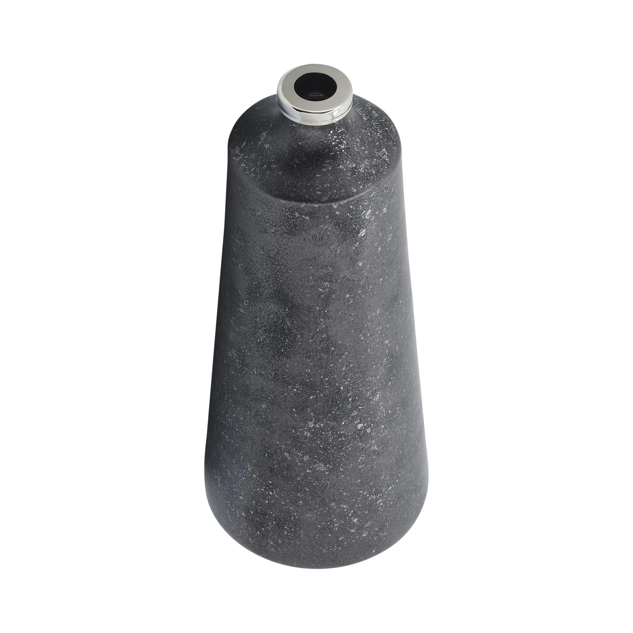 Glass, 18"h Vase W/ Ring, Black - Image 4