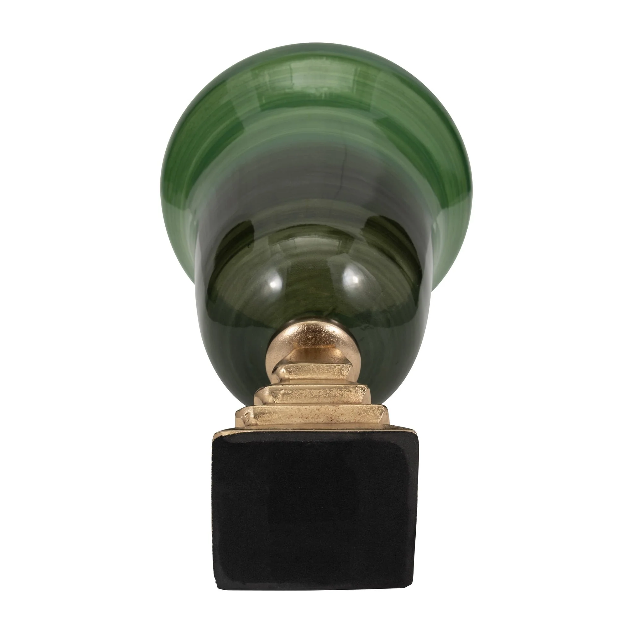 Glass, 19" 5th Ave Vase On Stand, Green/gold - Image 6