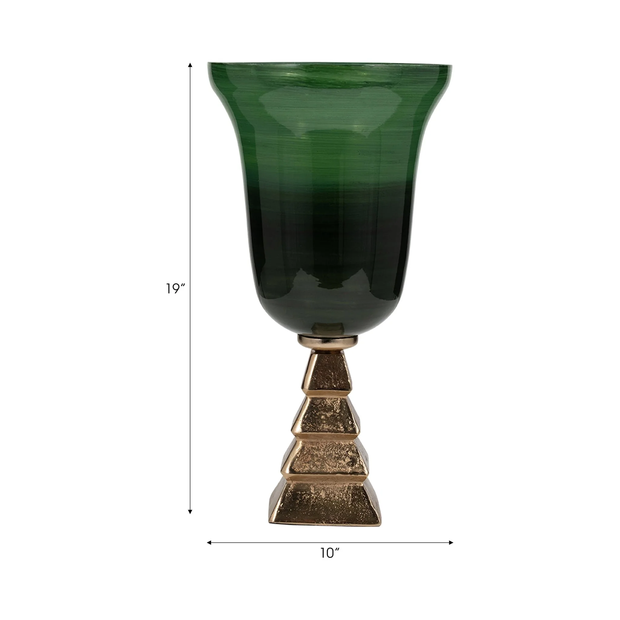 Glass, 19" 5th Ave Vase On Stand, Green/gold - Image 8