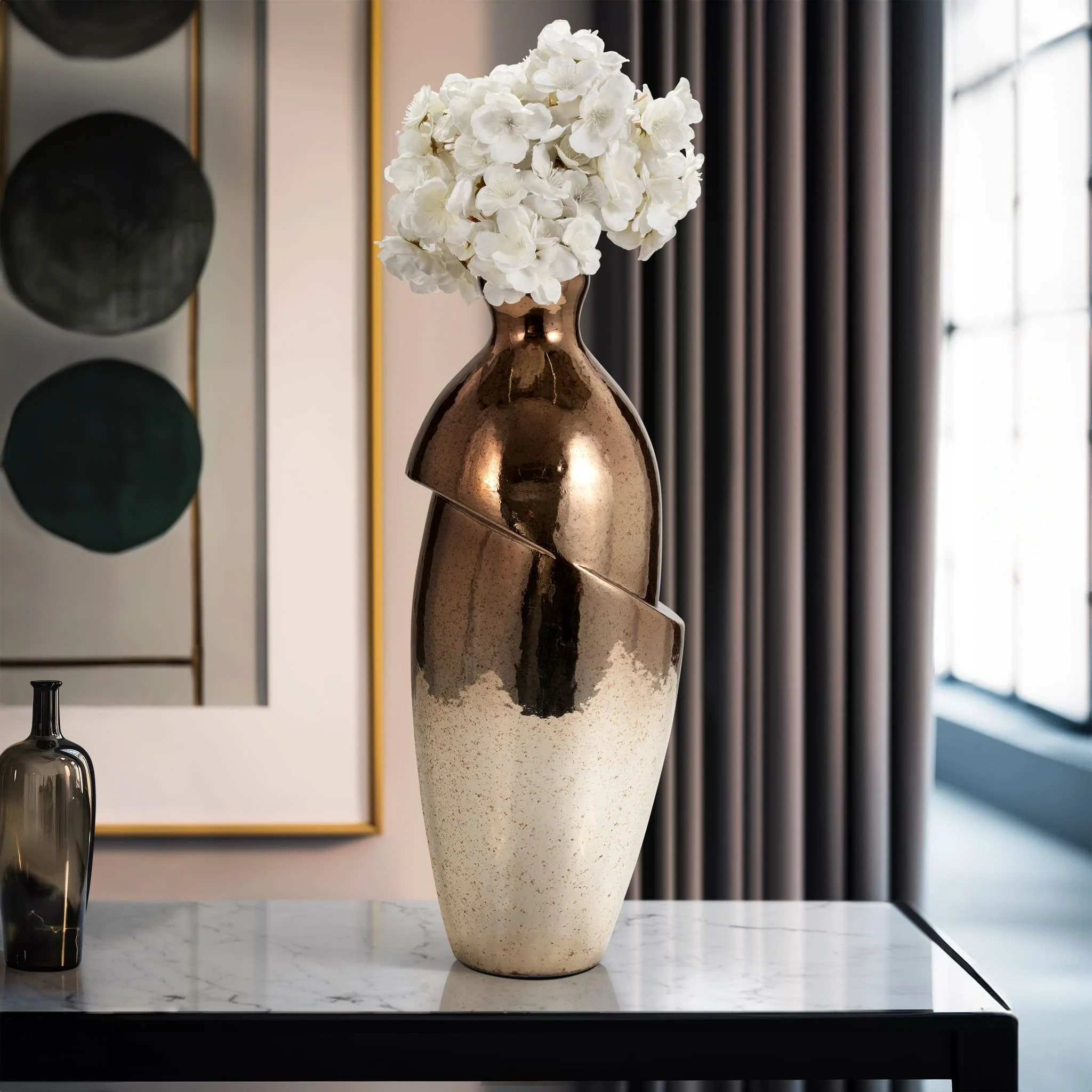 Glass, 19" Abstract Vase, Bronze - Image 11
