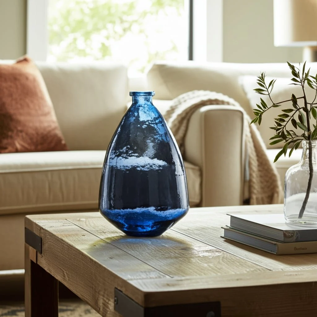 Glass, 19" Balloon Vase, Blue - Image 10