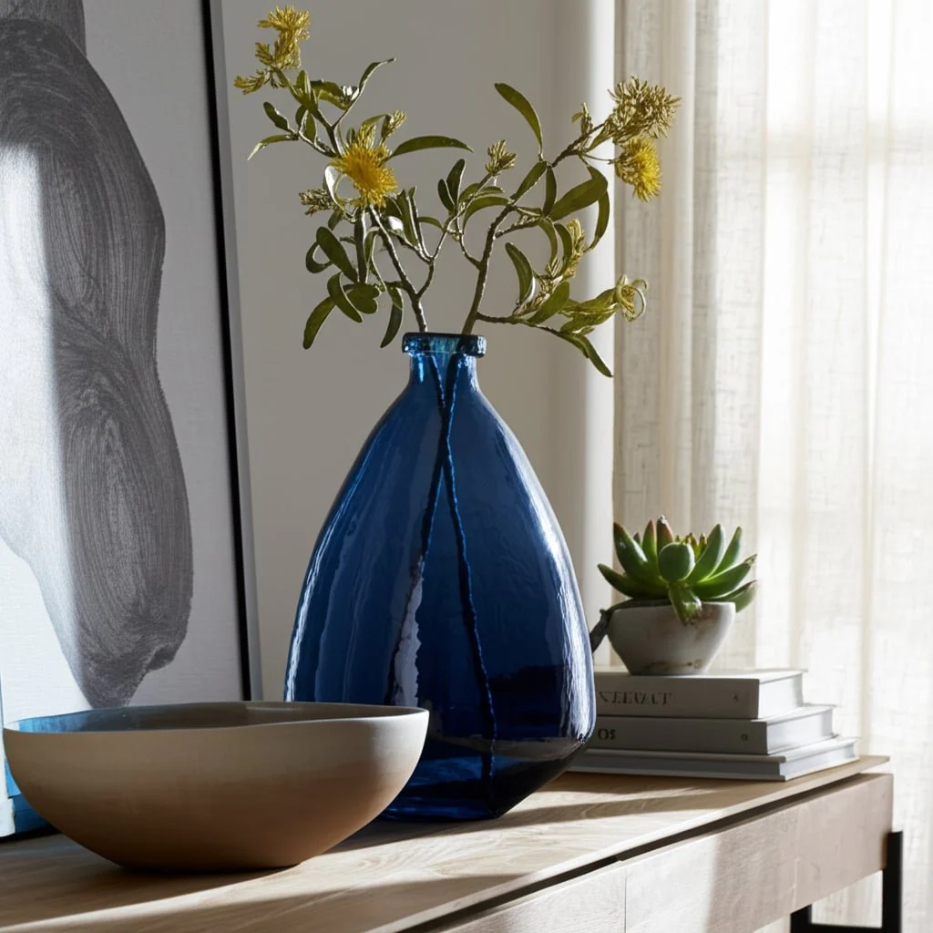 Glass, 19" Balloon Vase, Blue - Image 12