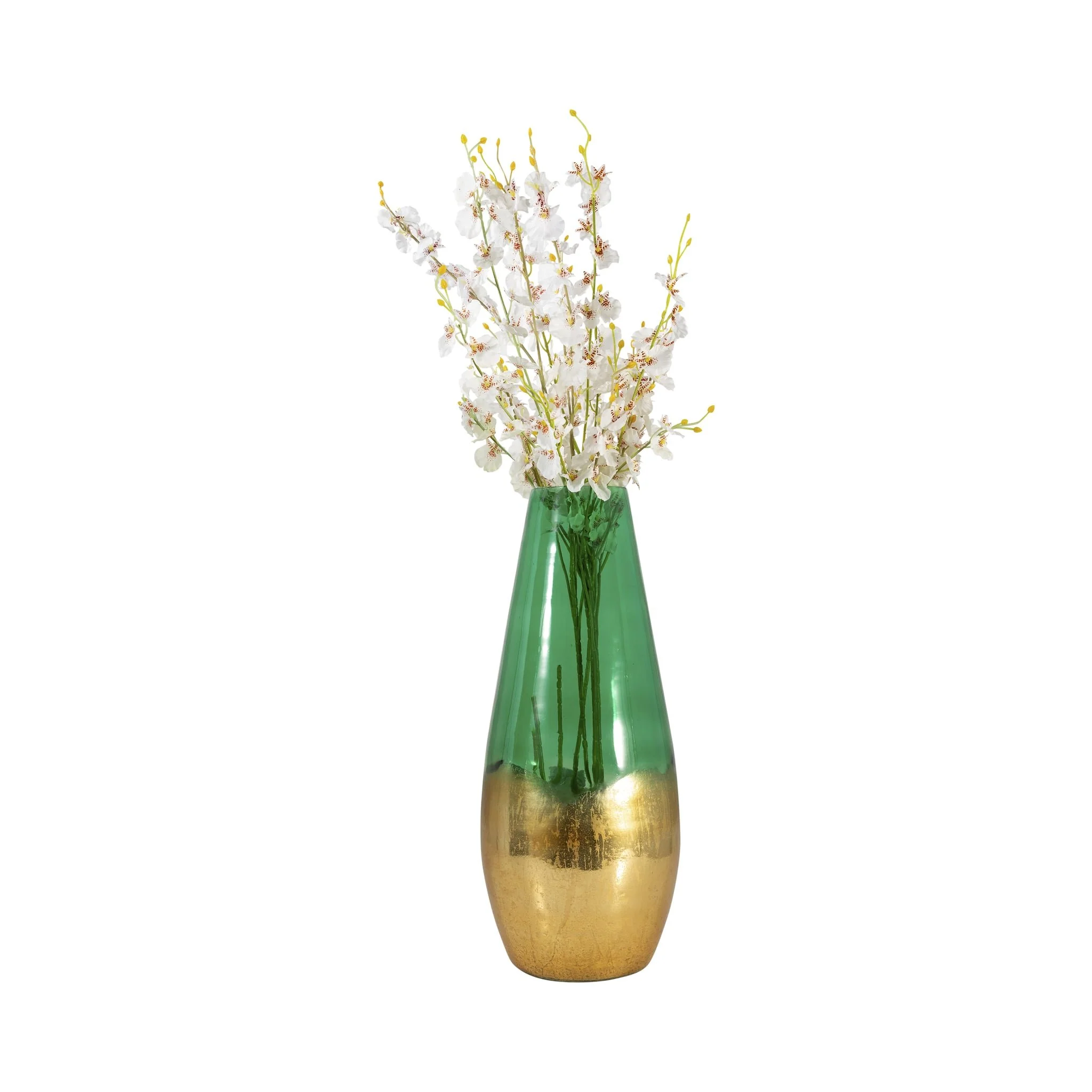 Glass, 19" Gold Dipped Vase, Green - Image 2