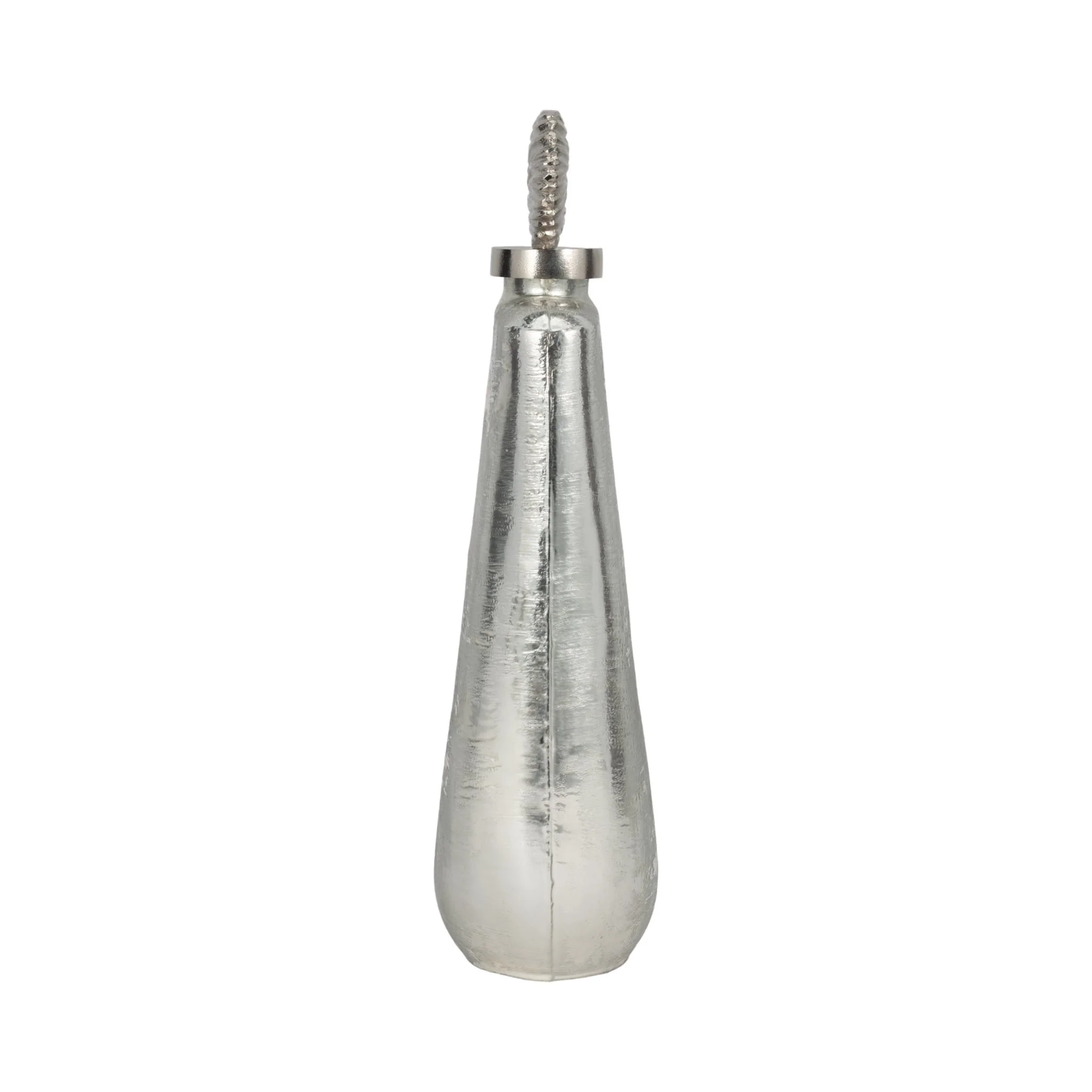 Glass, 19" Metallic Bottle Orb Topper, Silver - Image 3