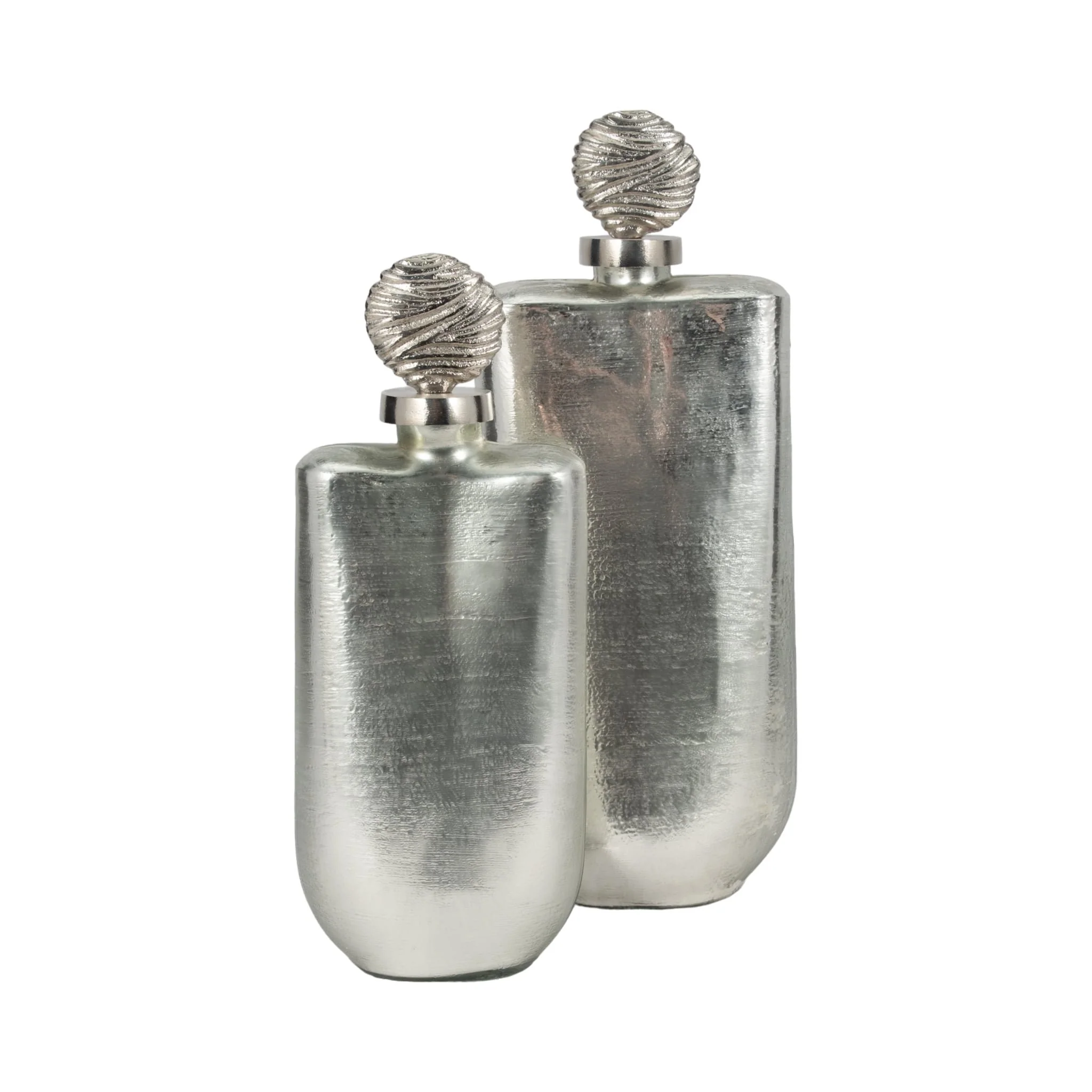 Glass, 19" Metallic Bottle Orb Topper, Silver - Image 7