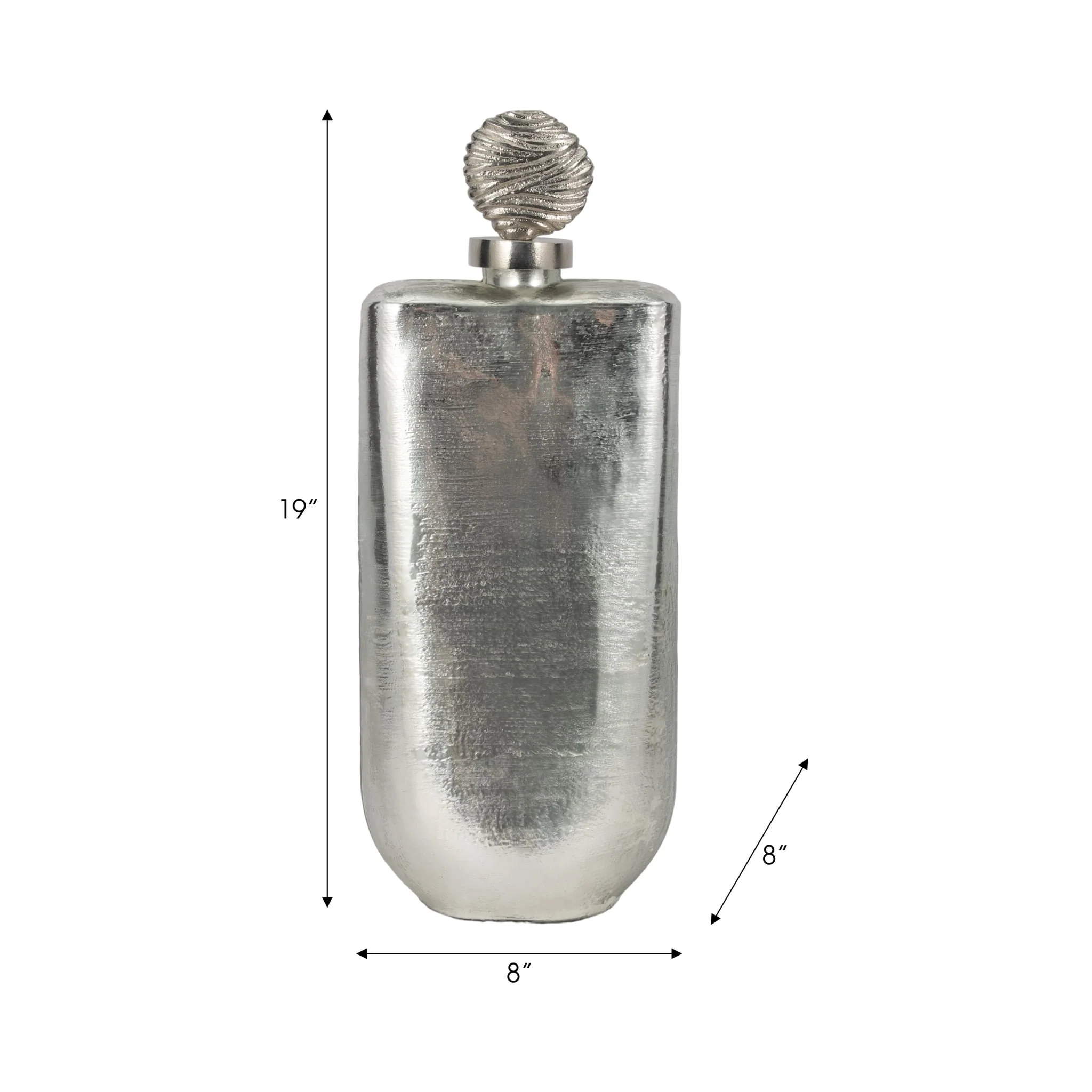 Glass, 19" Metallic Bottle Orb Topper, Silver - Image 8