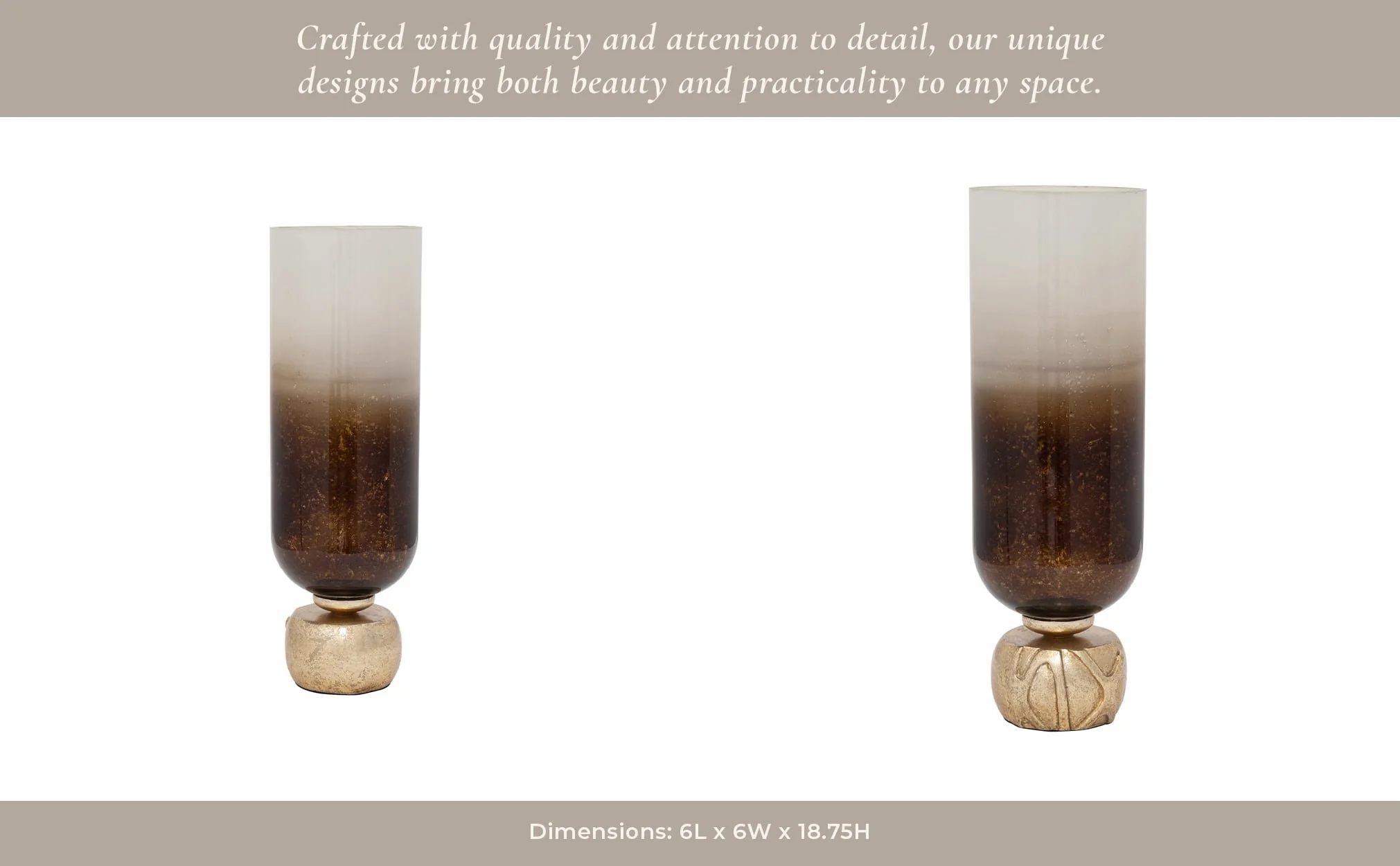 Glass, 19" Ombre Candleholder On Base, Ivory/gold - Image 12