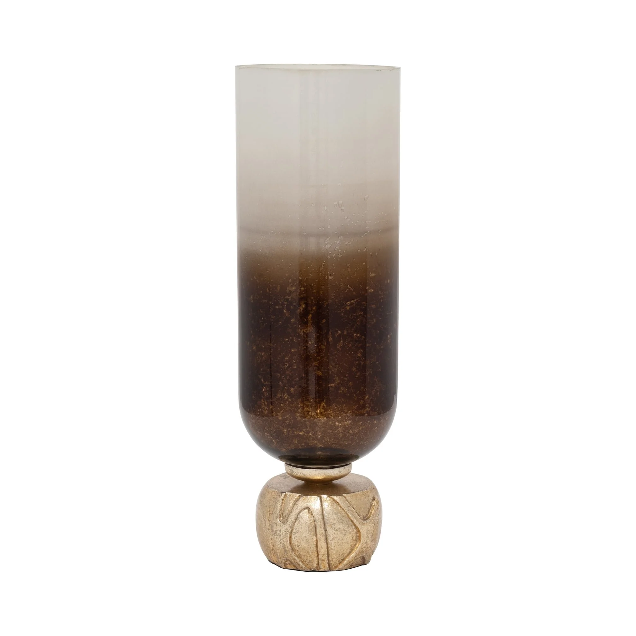 Glass, 19" Ombre Candleholder On Base, Ivory/gold - Image 2