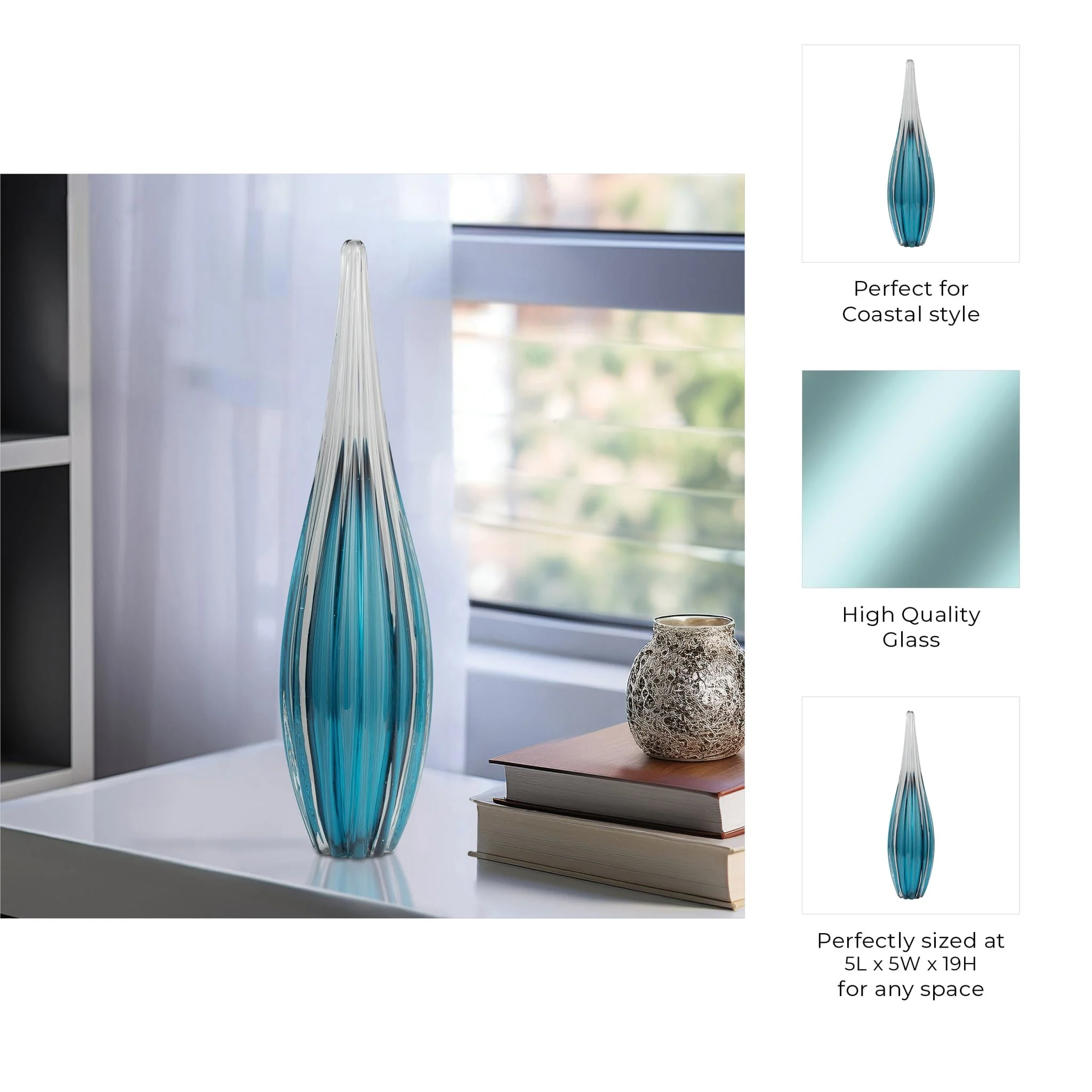 Glass, 19" Paperweight Teal - Image 9