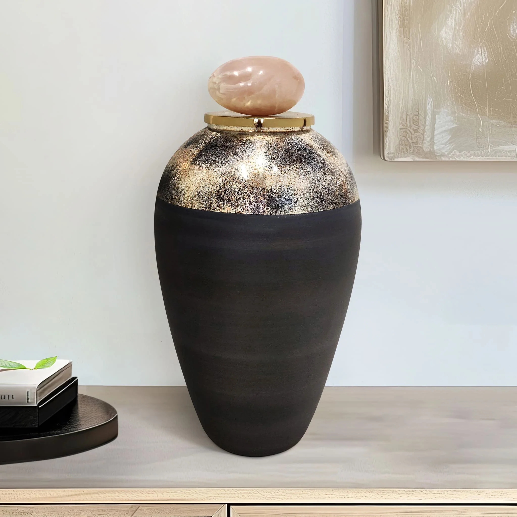 Glass, 19" Vase W/ Resin Topper, Gray - Image 10