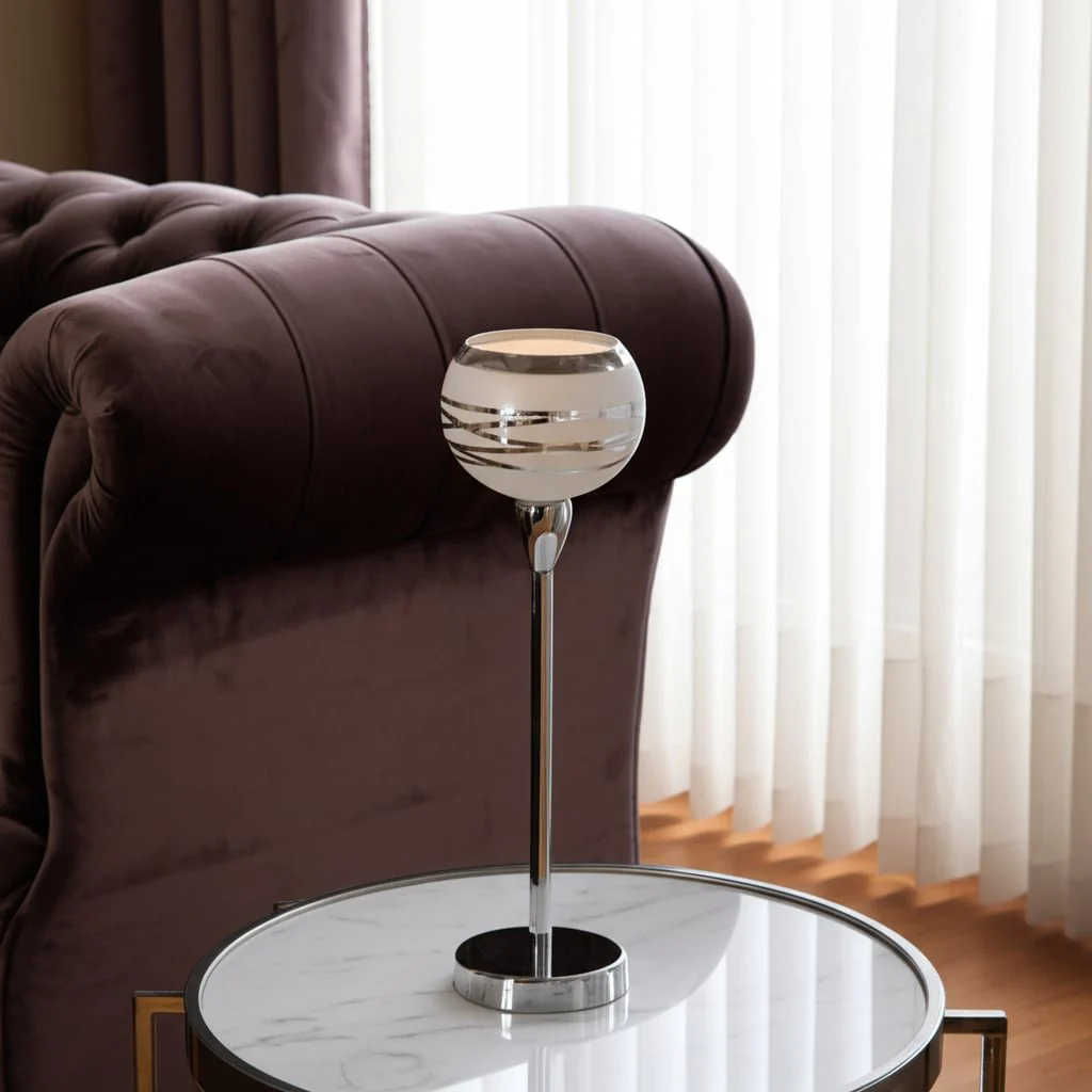 Glass, 19" Votive Holder W/ Stand, White/silver - Image 10