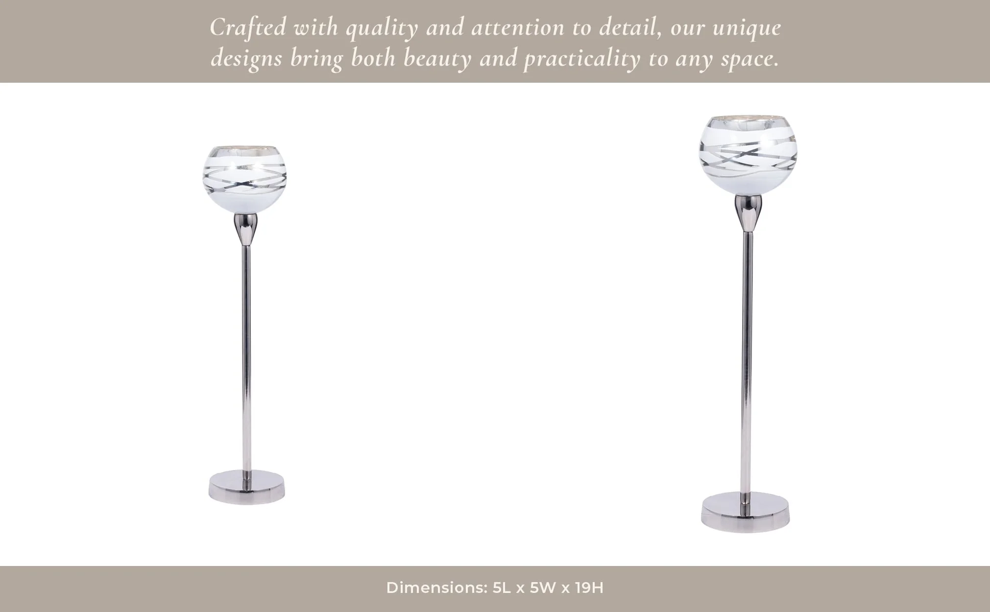 Glass, 19" Votive Holder W/ Stand, White/silver - Image 12