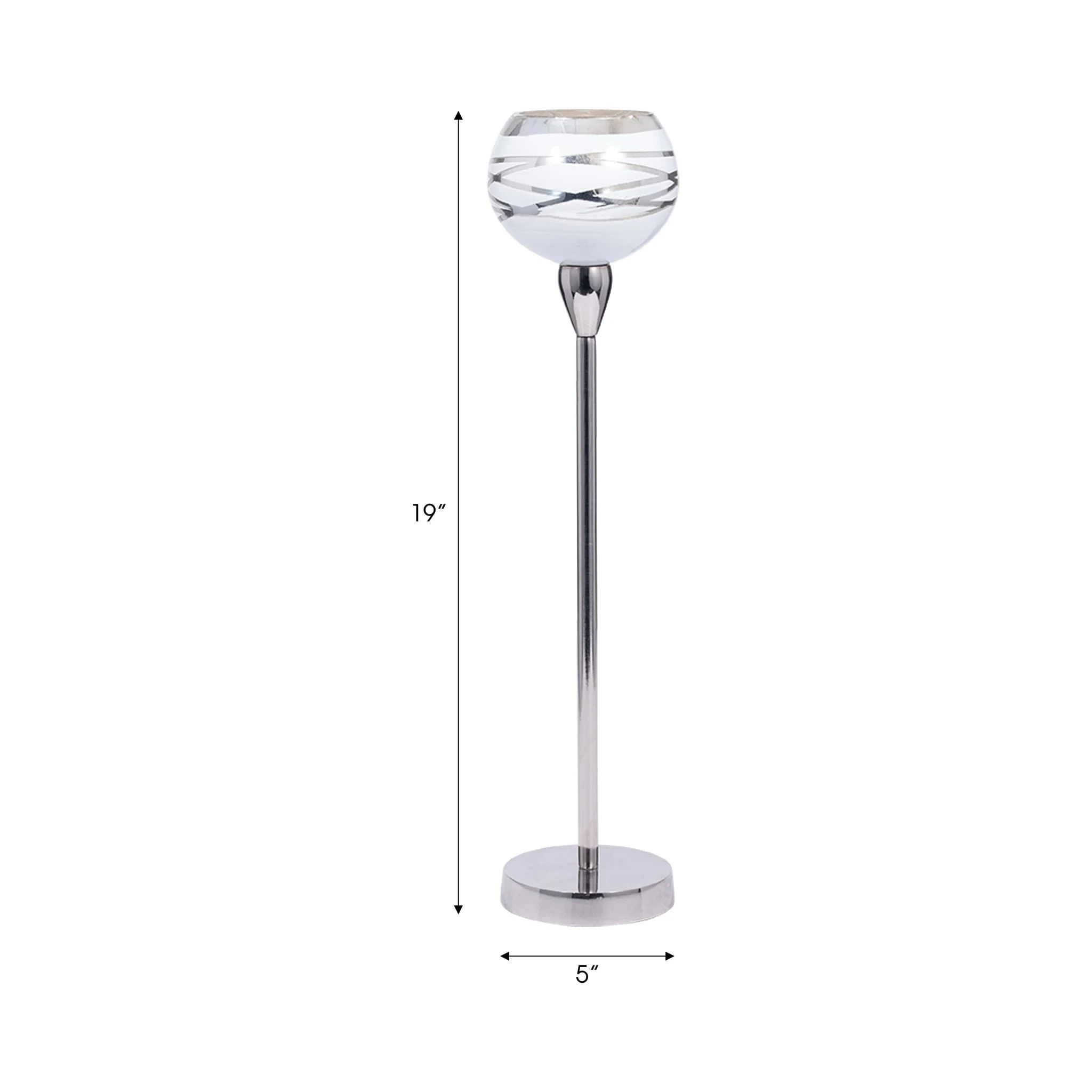Glass, 19" Votive Holder W/ Stand, White/silver - Image 7
