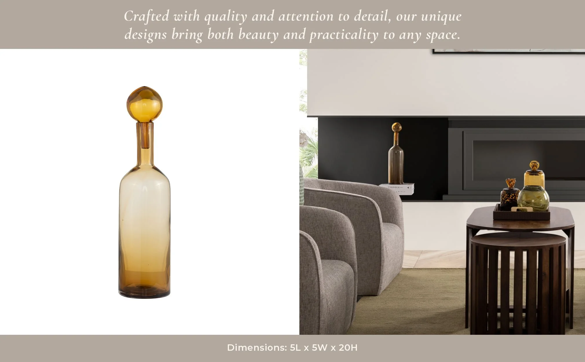 Glass, 20" Bottle W/ Stopper Amber - Image 11