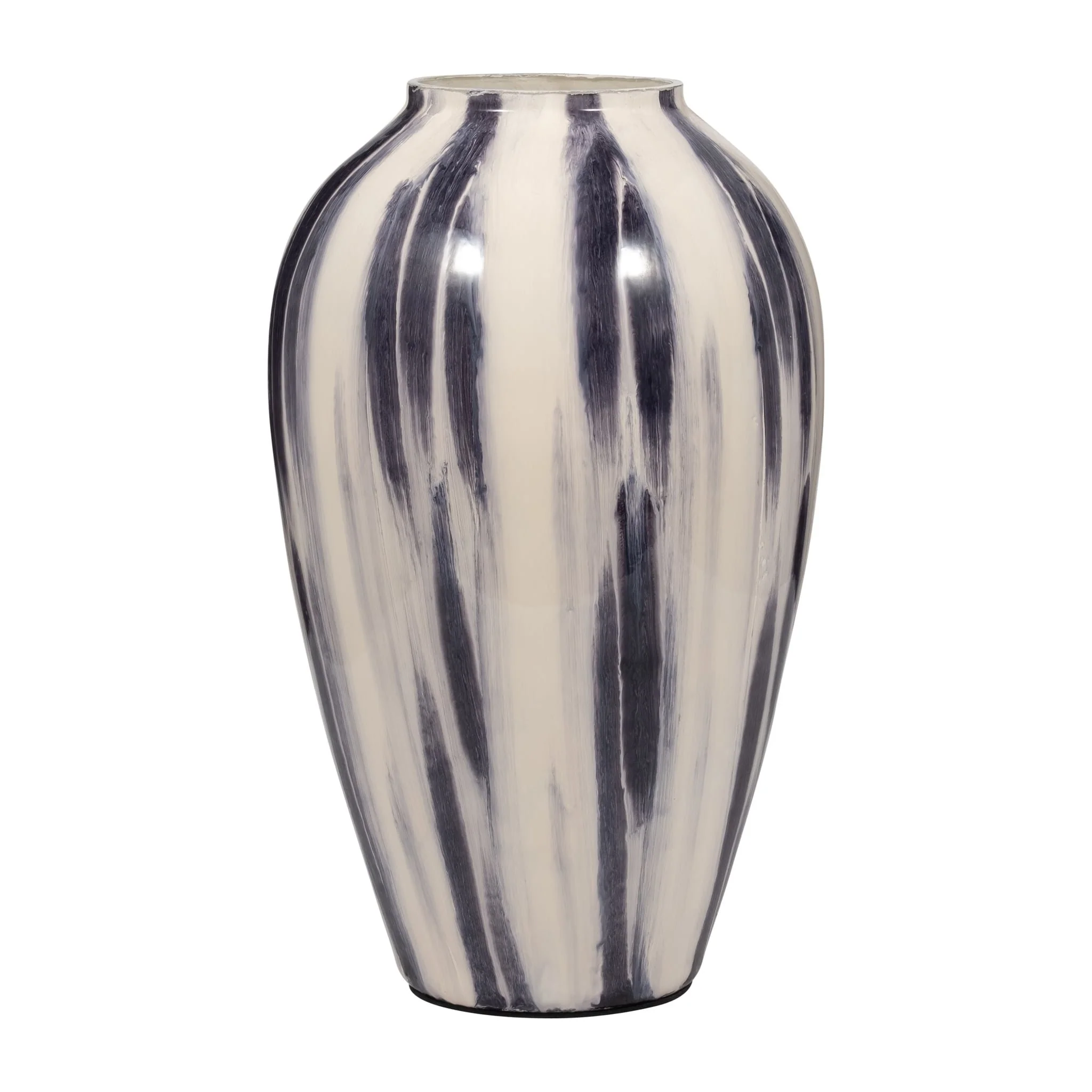 Glass, 20" Striped Vase, Black/white - Image 3