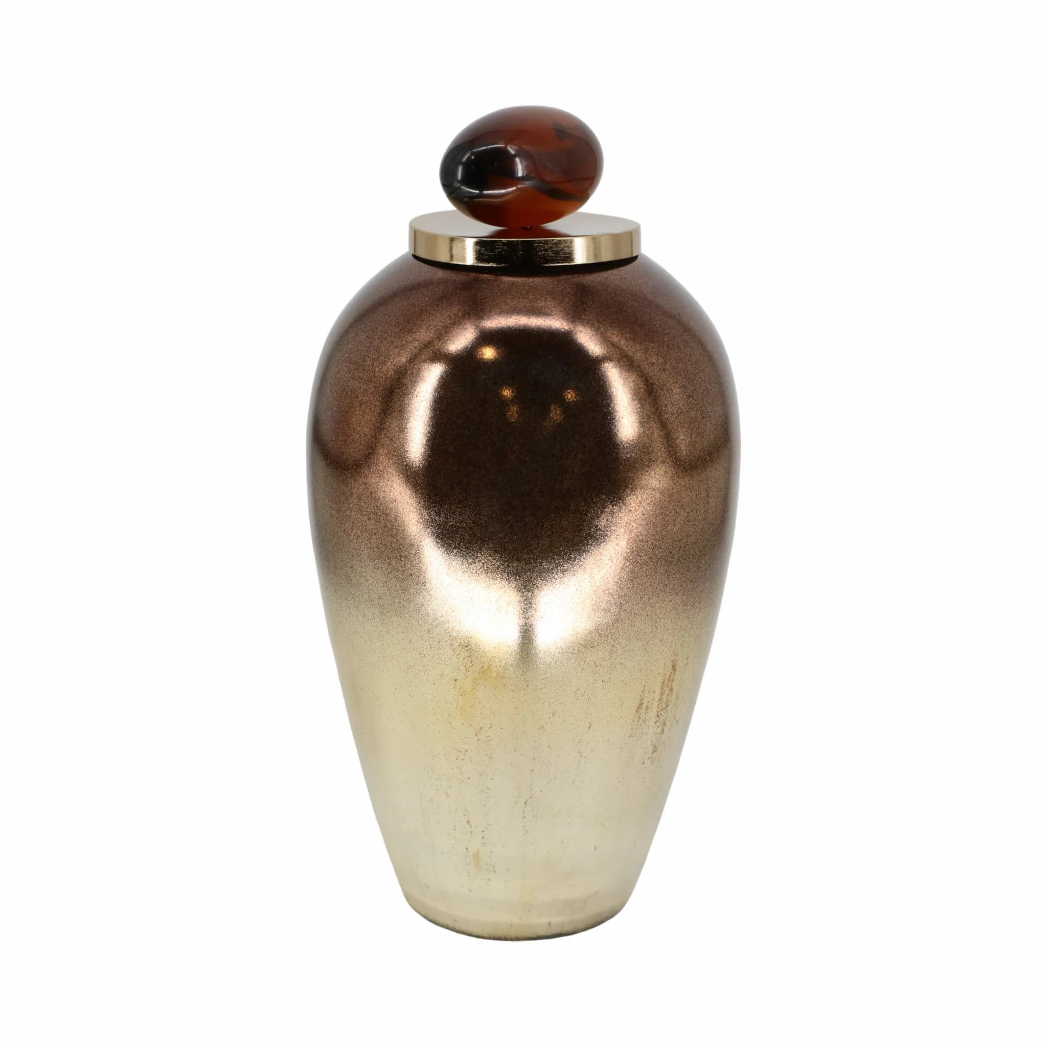 Glass, 20" Temple Vase W/ Resin Topper, Copper - Image 2