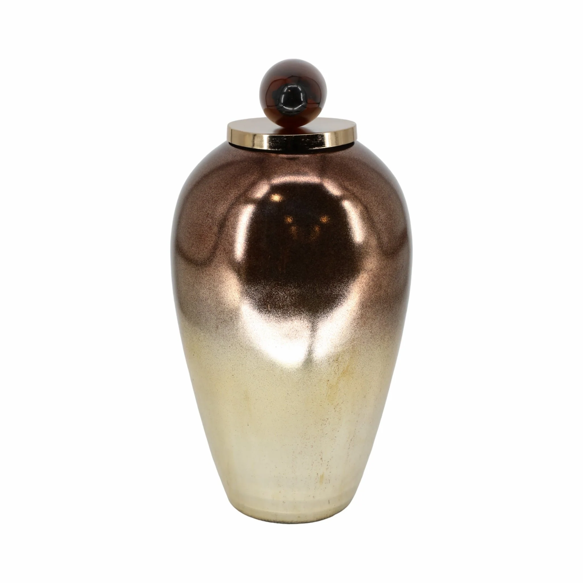 Glass, 20" Temple Vase W/ Resin Topper, Copper - Image 3