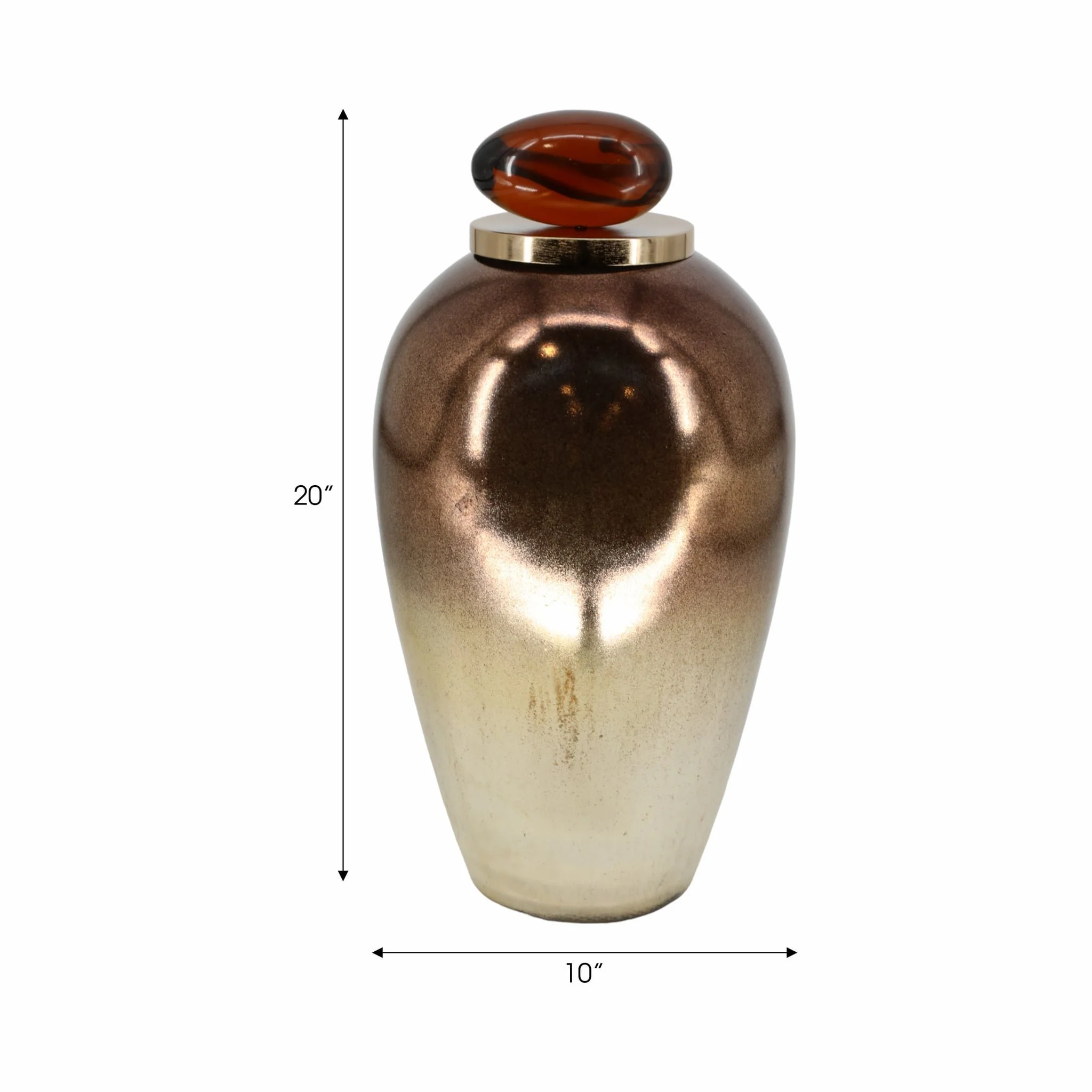 Glass, 20" Temple Vase W/ Resin Topper, Copper - Image 8