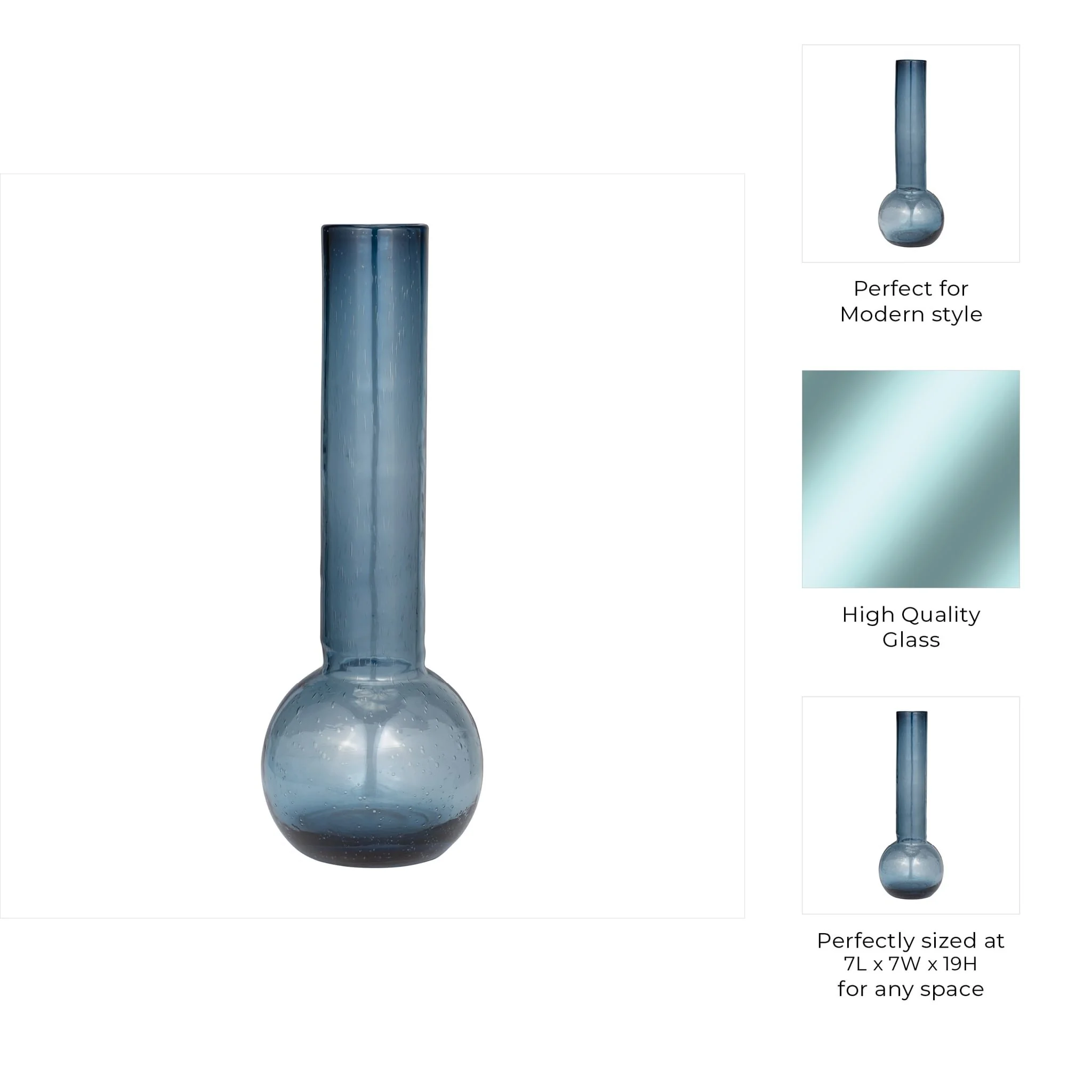 Glass, 20" Vase Blue - Image 10