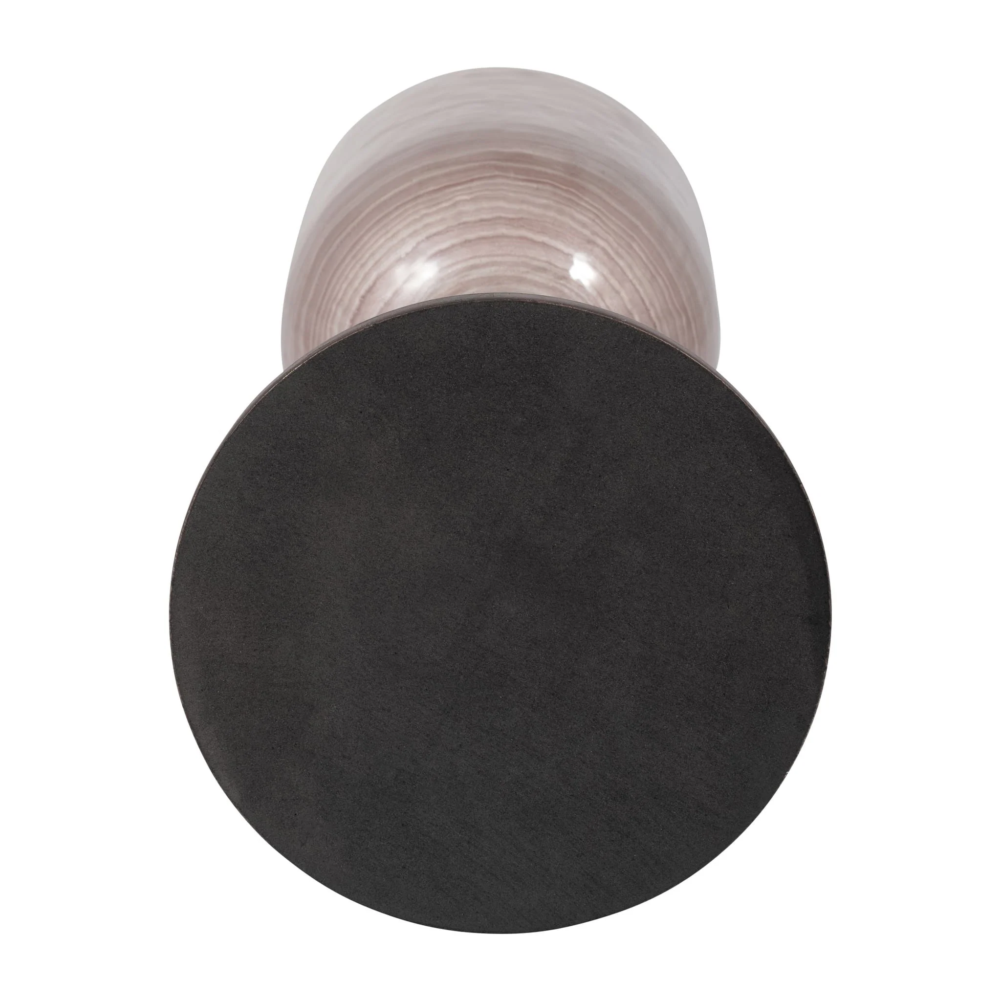 Glass, 20" Wooden Base Hurrican, Blush - Image 5
