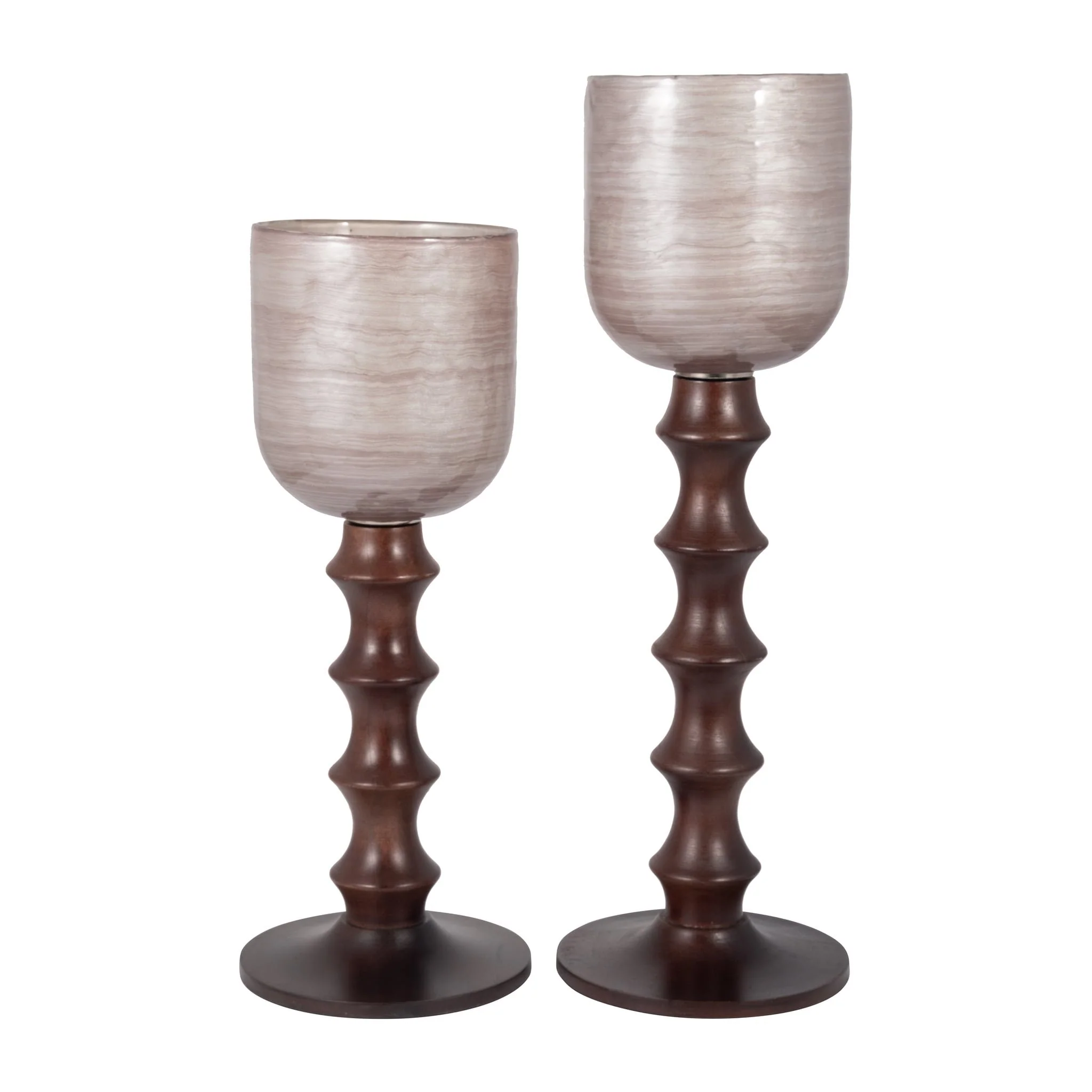 Glass, 20" Wooden Base Hurrican, Blush - Image 6
